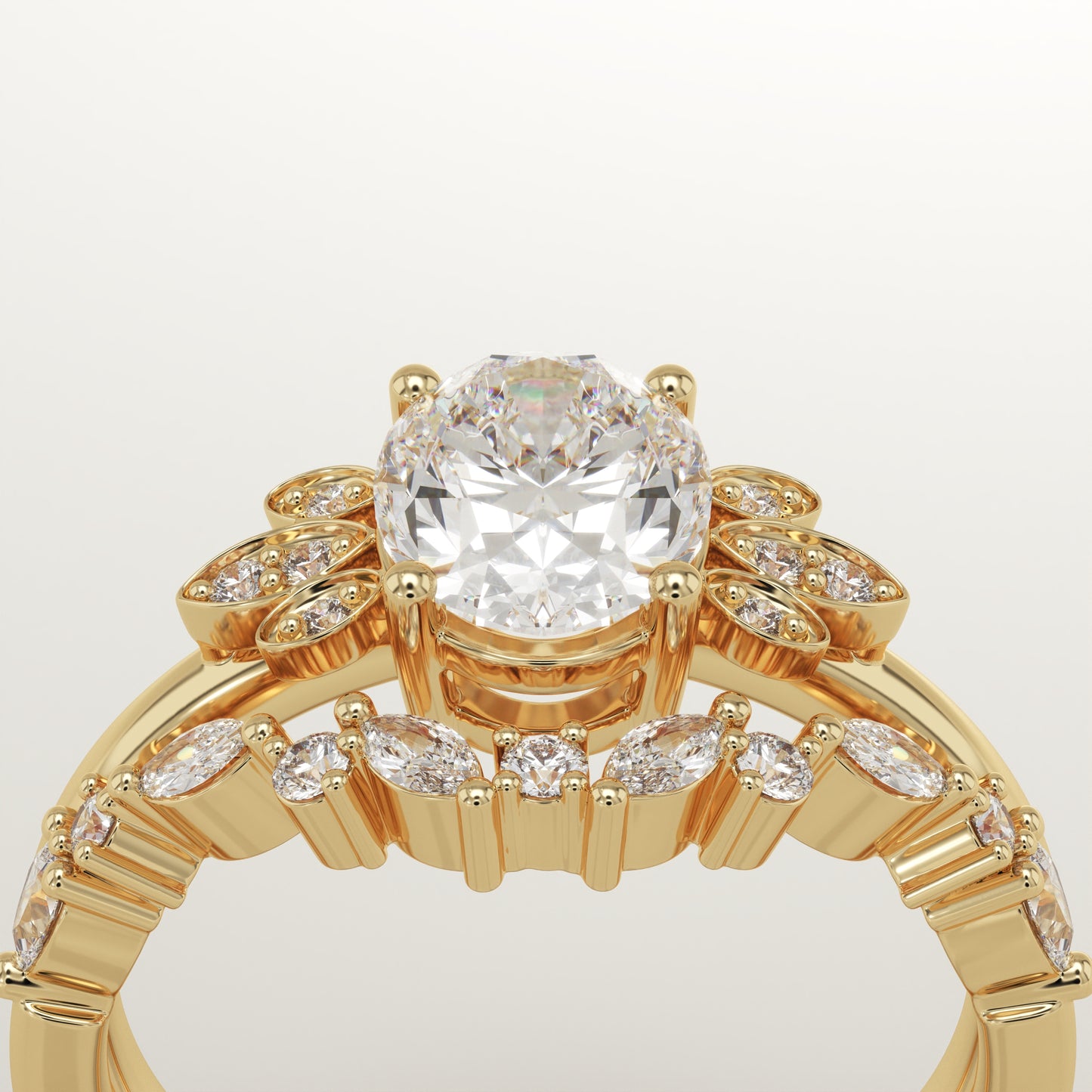 Oval Cut Cluster Lab-Grown Diamond Bridal Set