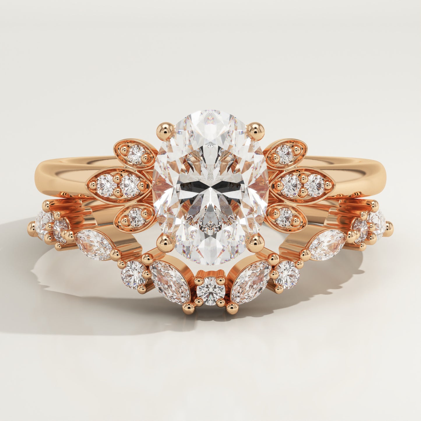 Oval Cut Cluster Lab-Grown Diamond Bridal Set