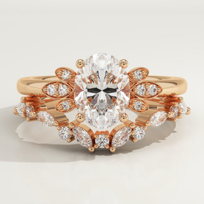 Oval Cut Cluster Lab-Grown Diamond Bridal Set