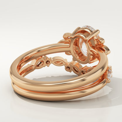 Oval Cut Cluster Lab-Grown Diamond Bridal Set