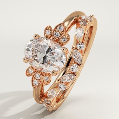 Oval Cut Cluster Lab-Grown Diamond Bridal Set