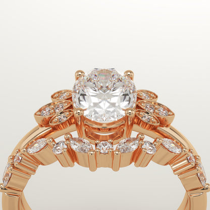 Oval Cut Cluster Lab-Grown Diamond Bridal Set