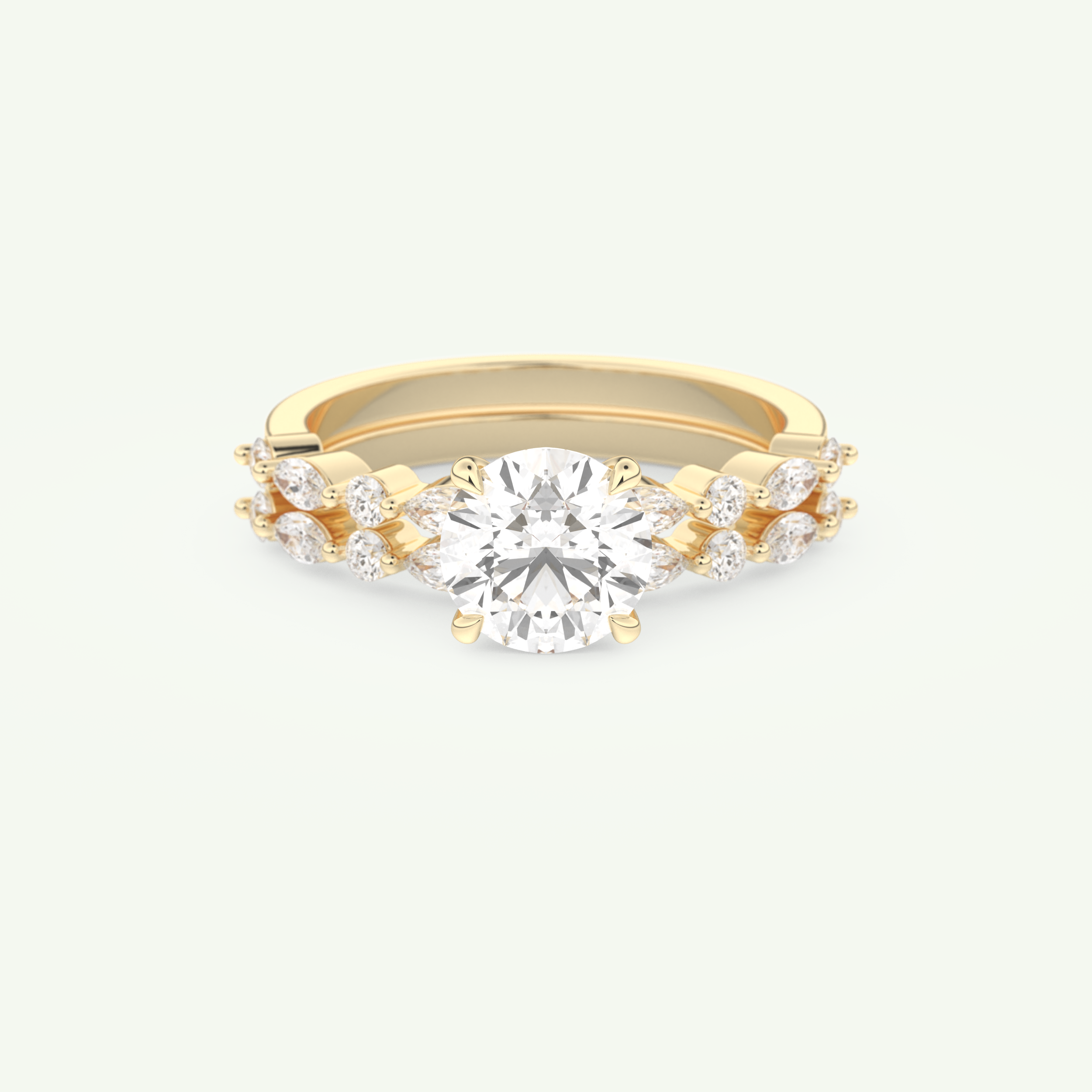 1.29 CT Round Cut Pave Lab Grown Diamond Bridal Set 1