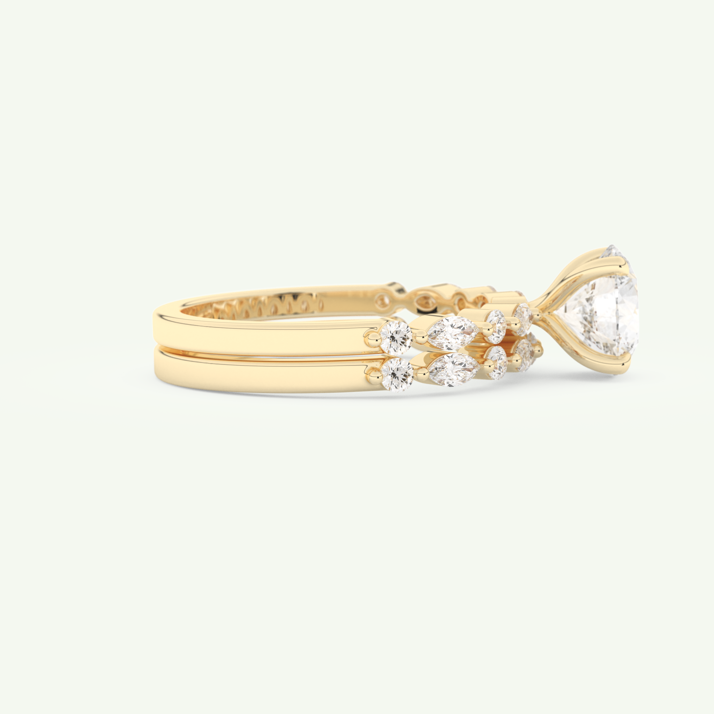 1.29 CT Round Cut Pave Lab Grown Diamond Bridal Set 2