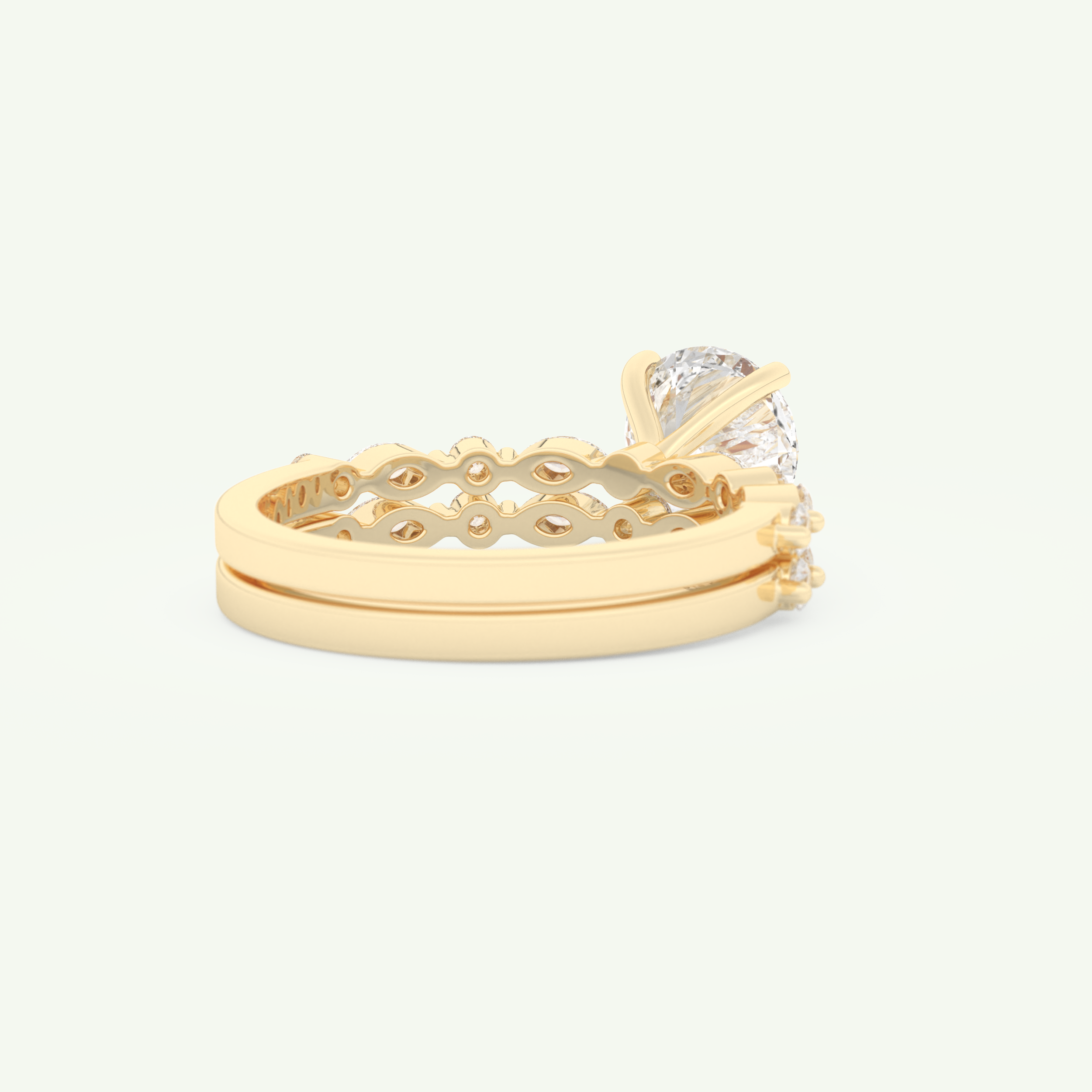 1.29 CT Round Cut Pave Lab Grown Diamond Bridal Set 3