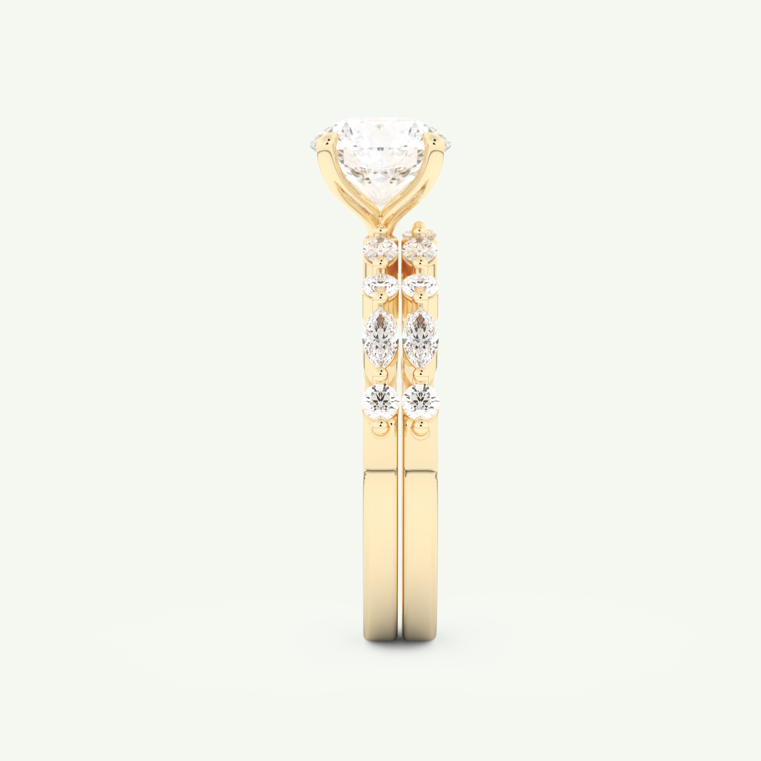 1.29 CT Round Cut Pave Lab Grown Diamond Bridal Set 6