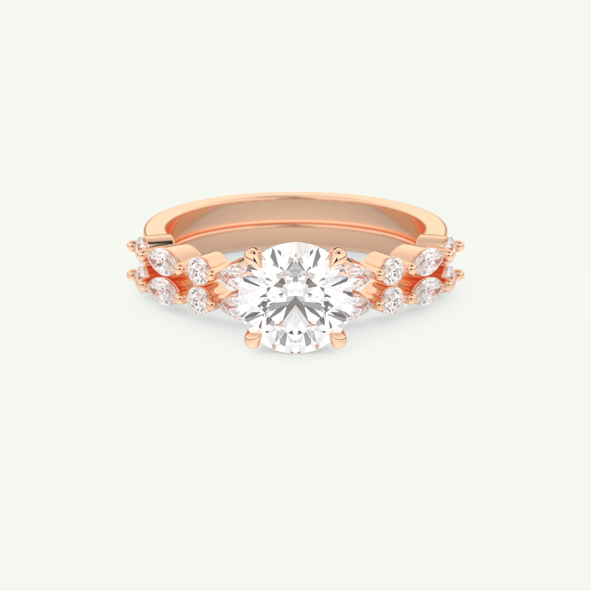 1.29 CT Round Cut Pave Lab Grown Diamond Bridal Set 7