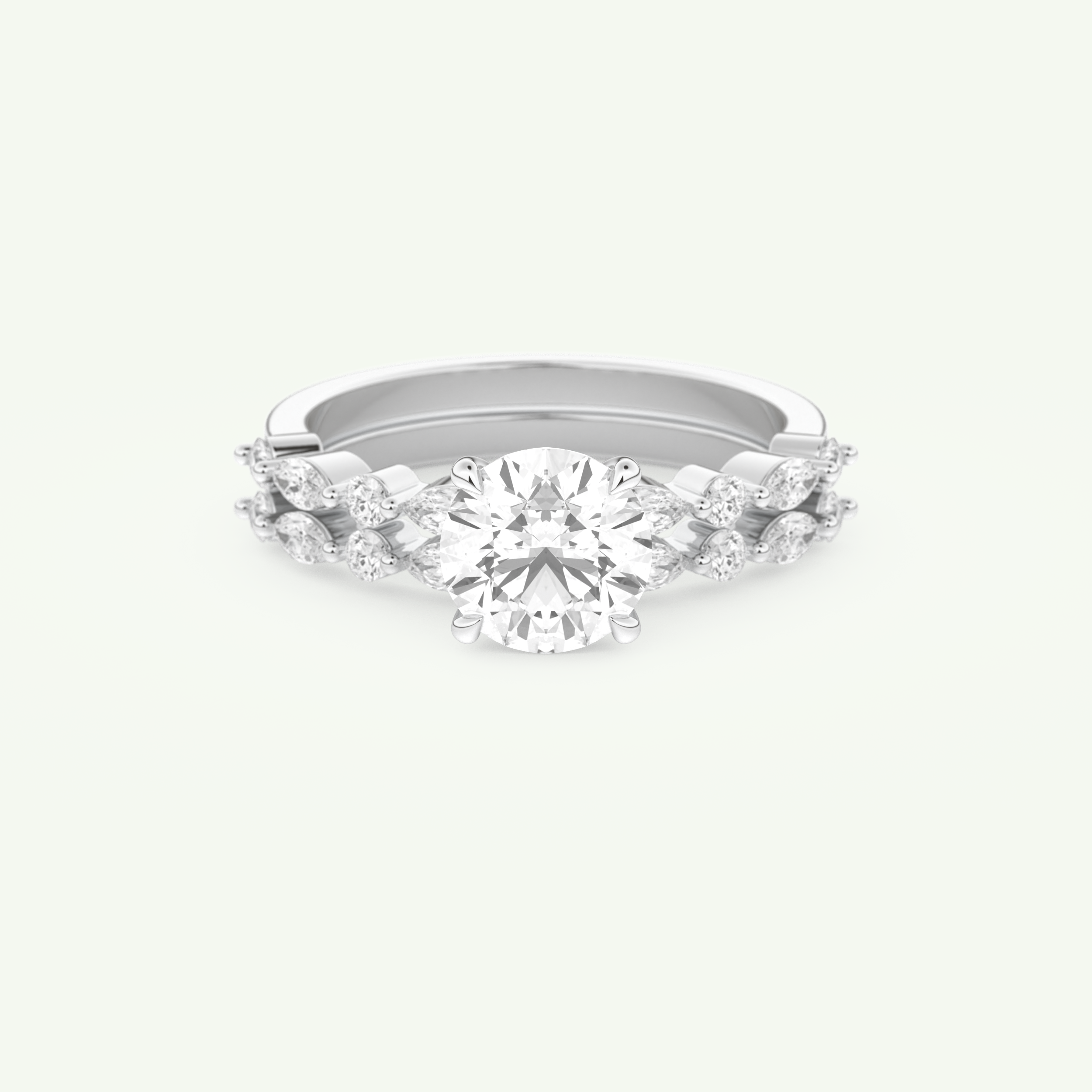 1.29 CT Round Cut Pave Lab Grown Diamond Bridal Set 13