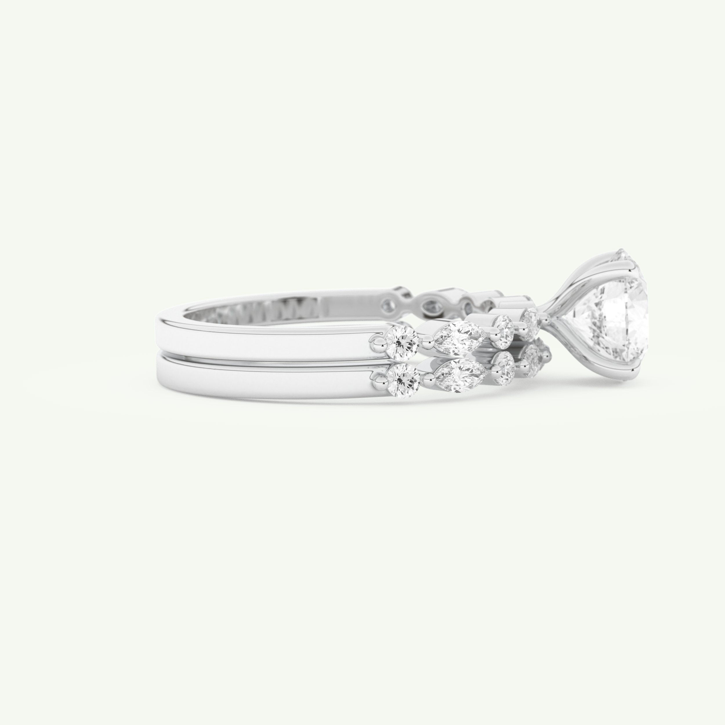 1.29 CT Round Cut Pave Lab Grown Diamond Bridal Set 14