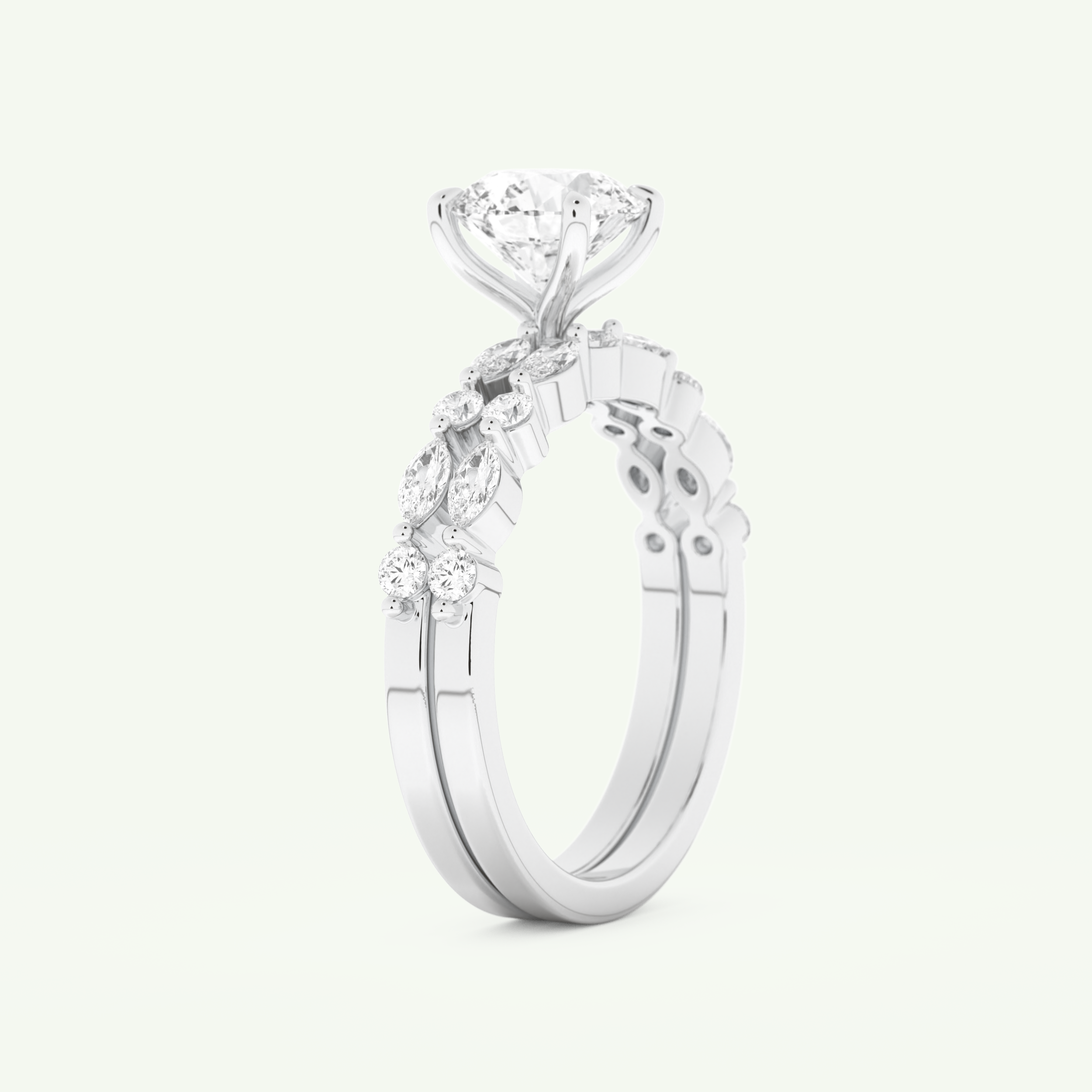 1.29 CT Round Cut Pave Lab Grown Diamond Bridal Set 16