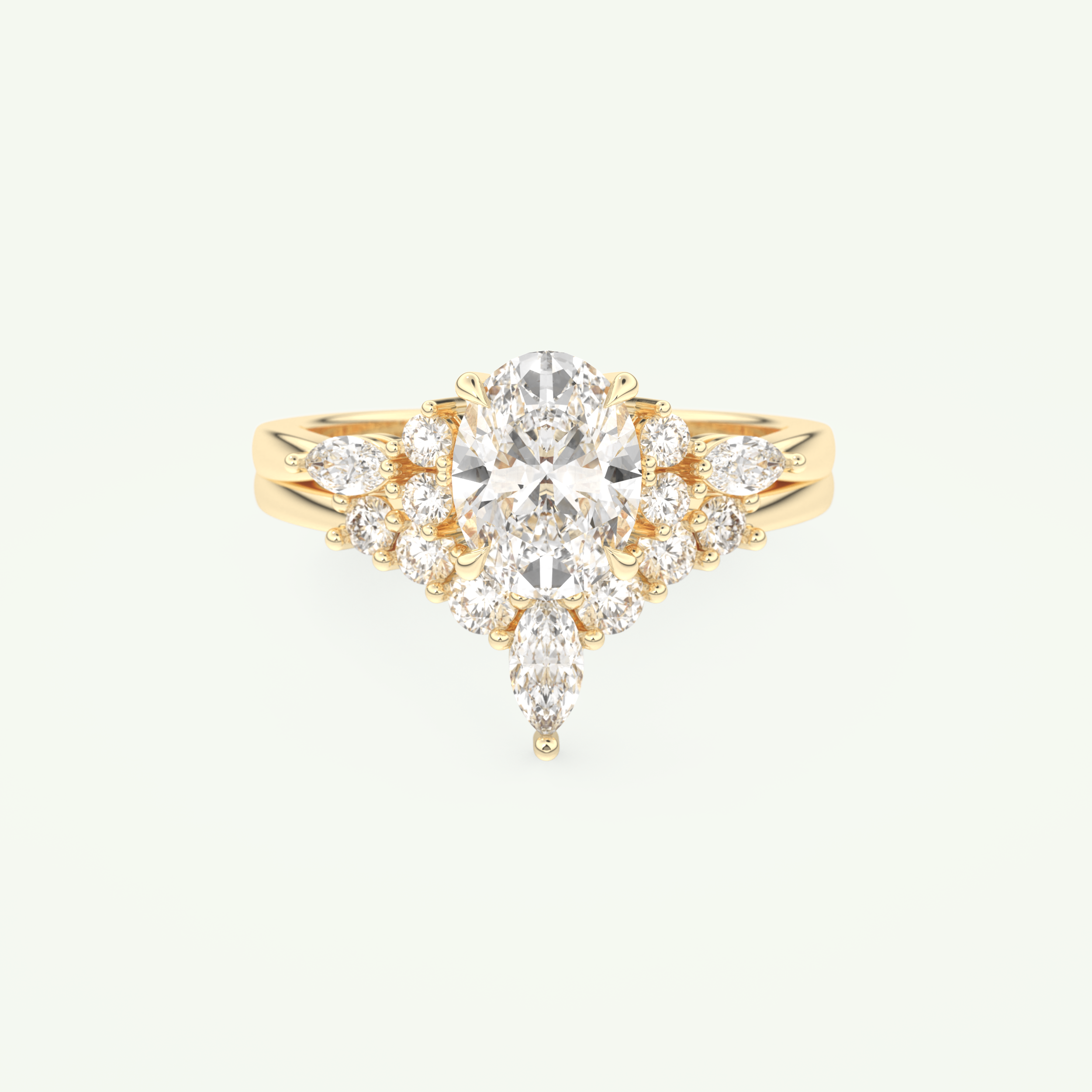 1.22 CT Oval Cut Lab Grown Diamond Bridal Set 1