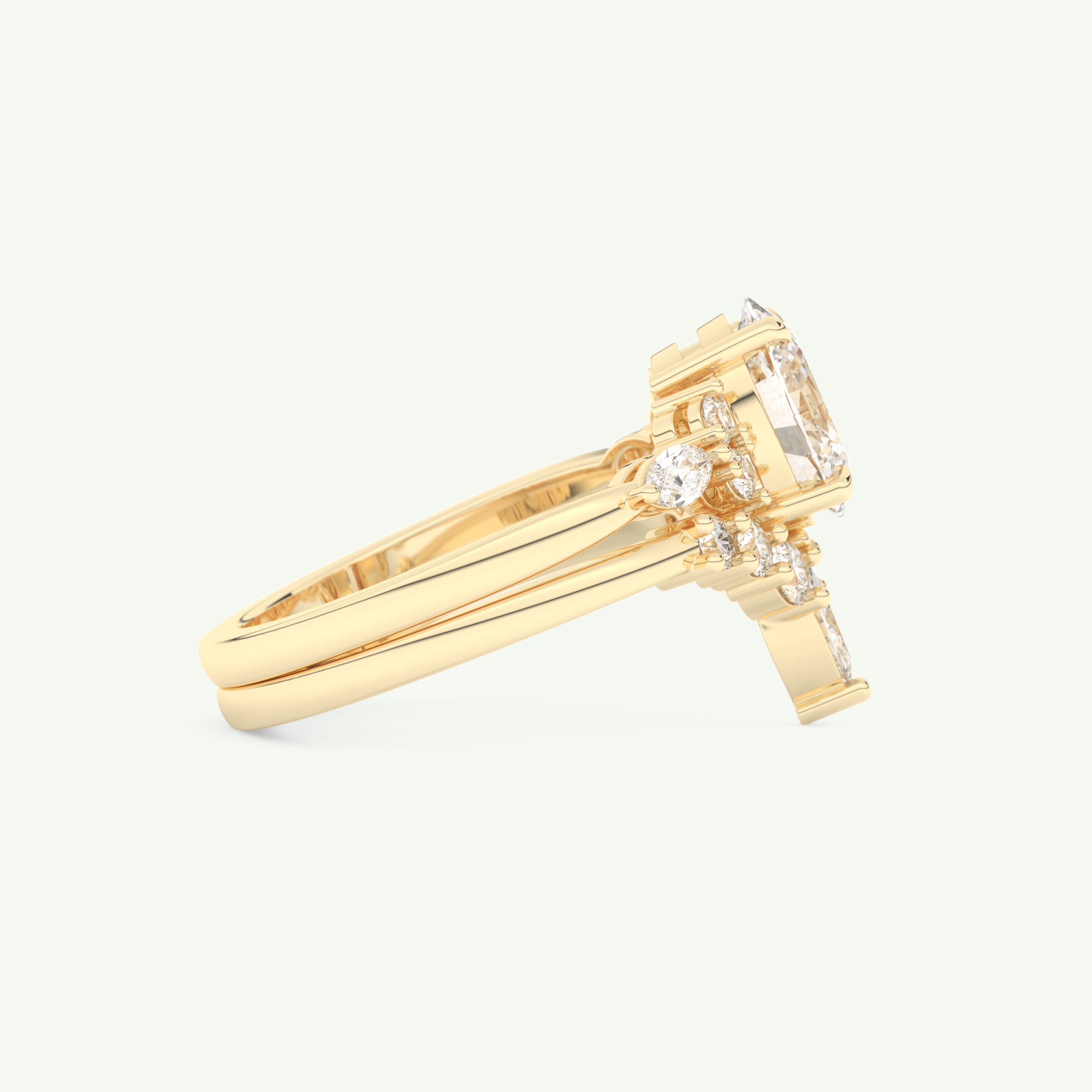 1.22 CT Oval Cut Lab Grown Diamond Bridal Set 2