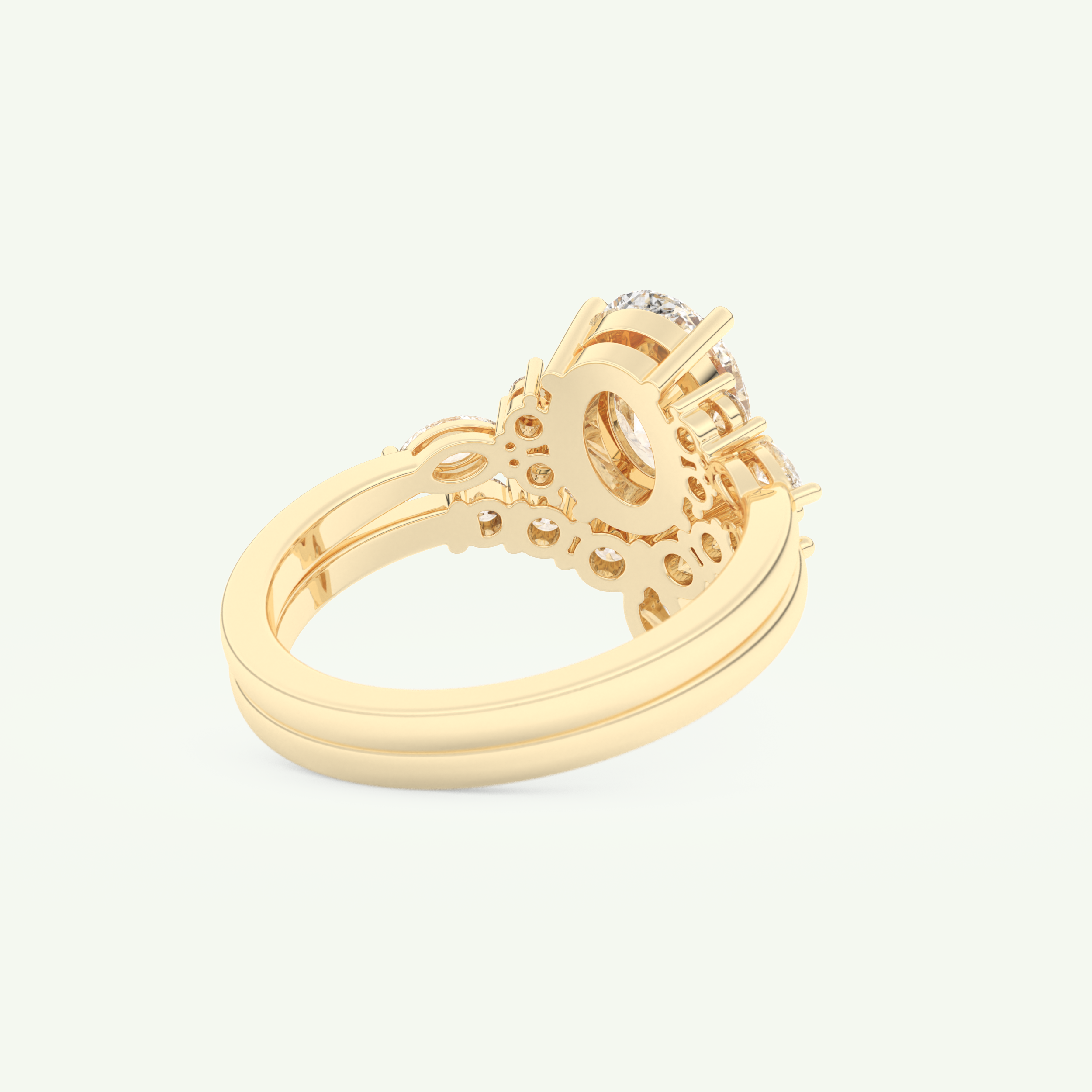 1.22 CT Oval Cut Lab Grown Diamond Bridal Set 3