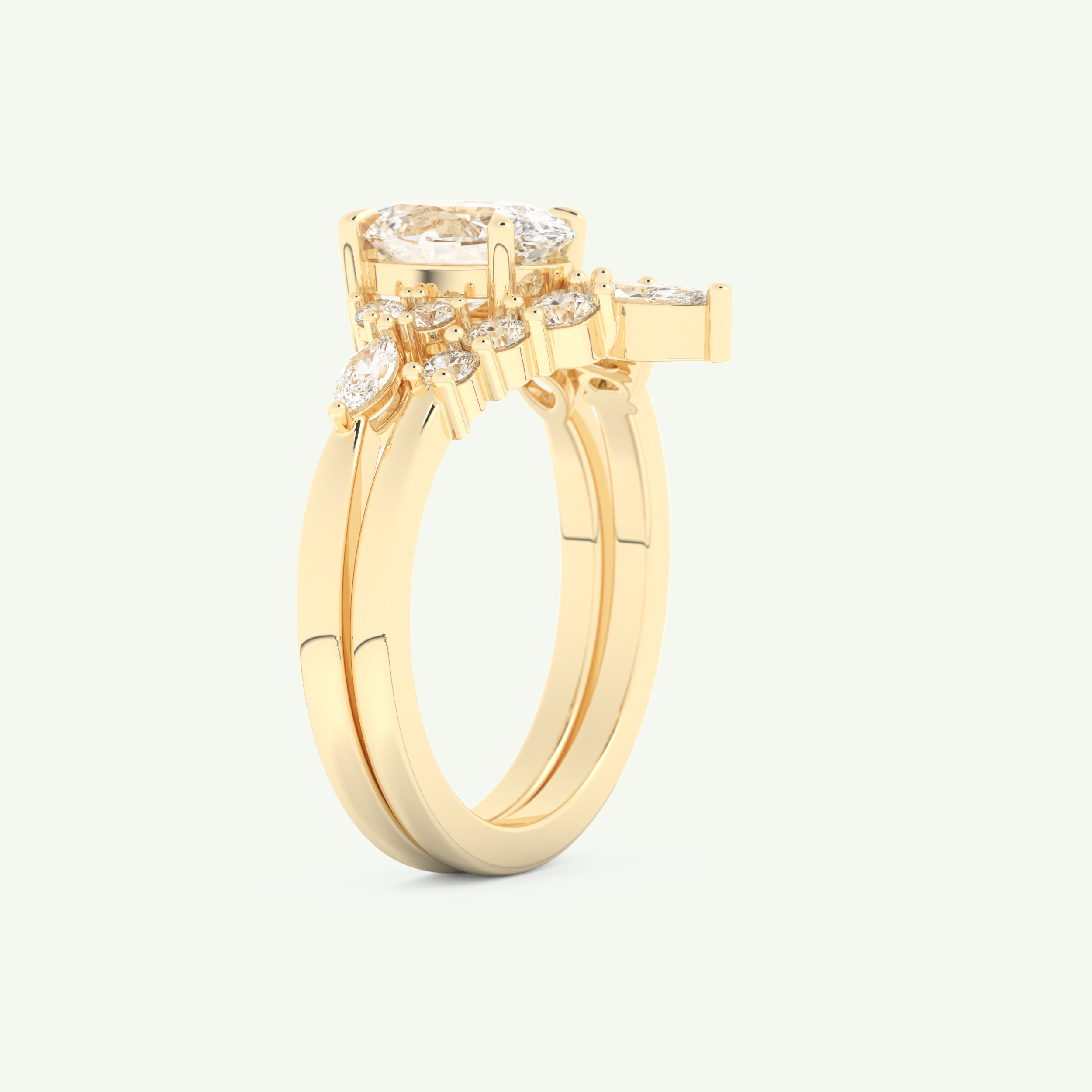 1.22 CT Oval Cut Lab Grown Diamond Bridal Set 4