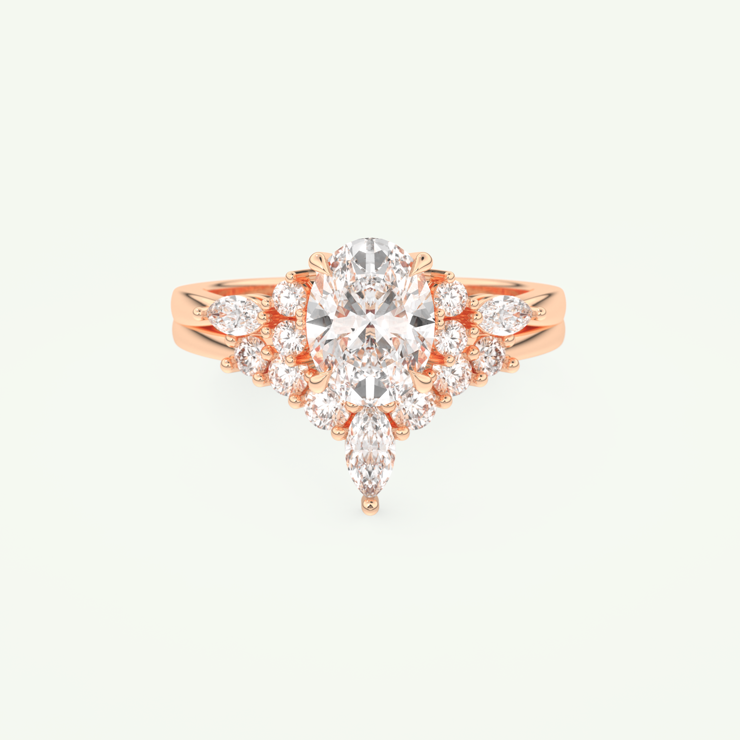 1.22 CT Oval Cut Lab Grown Diamond Bridal Set 7
