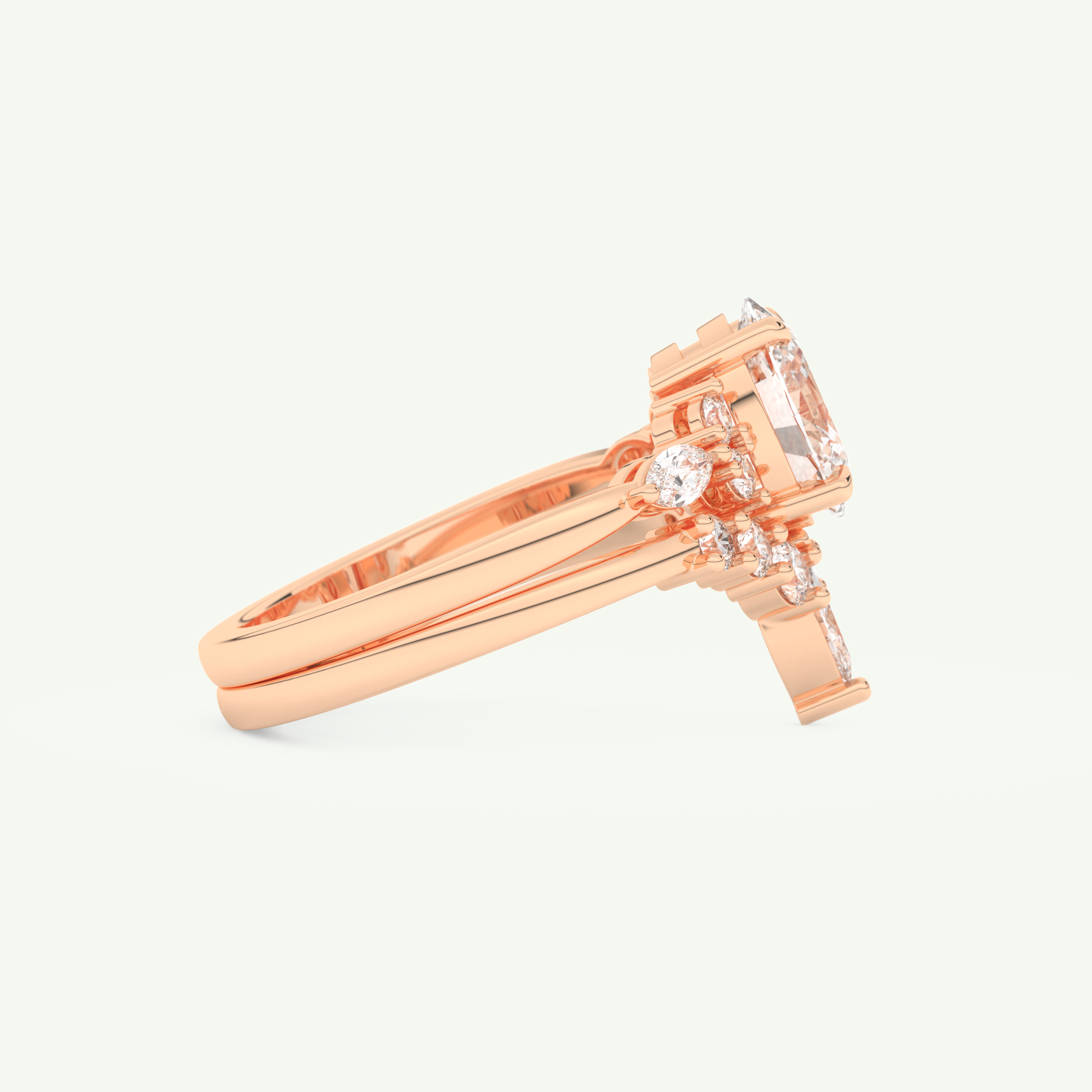 1.22 CT Oval Cut Lab Grown Diamond Bridal Set 8