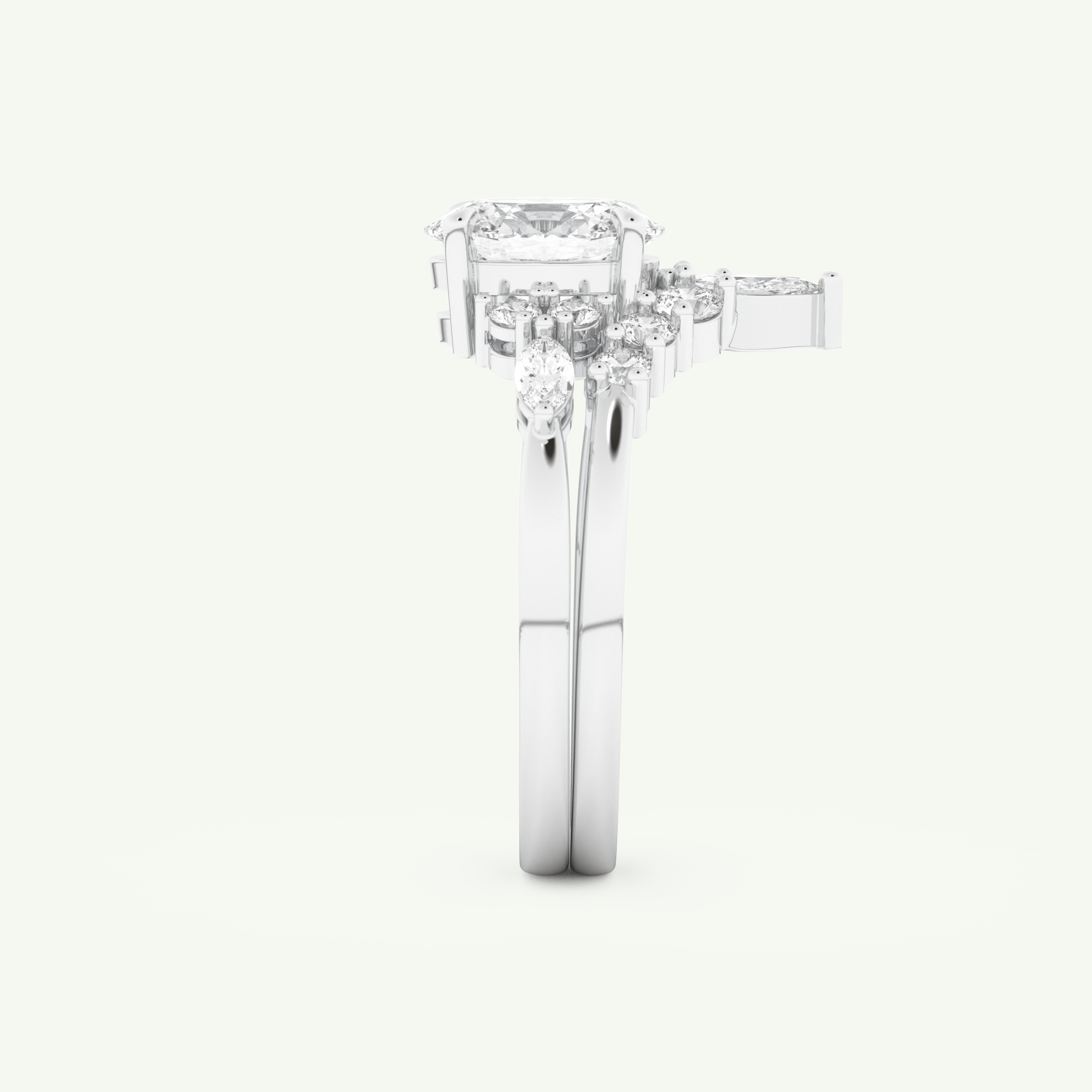 1.22 CT Oval Cut Lab Grown Diamond Bridal Set 18
