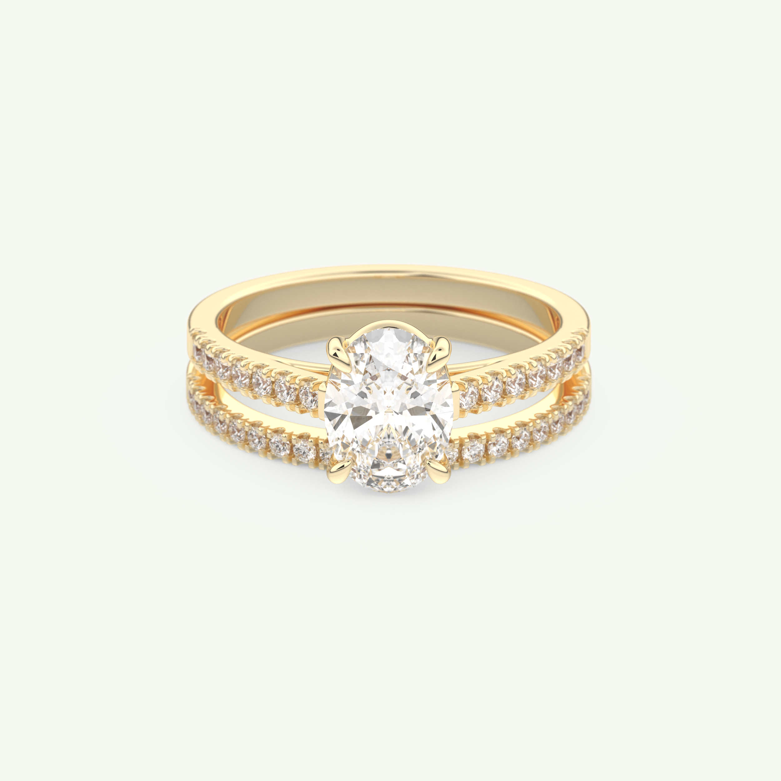 1.09 CT Oval Cut Pave Lab Grown Diamond Bridal Set 1
