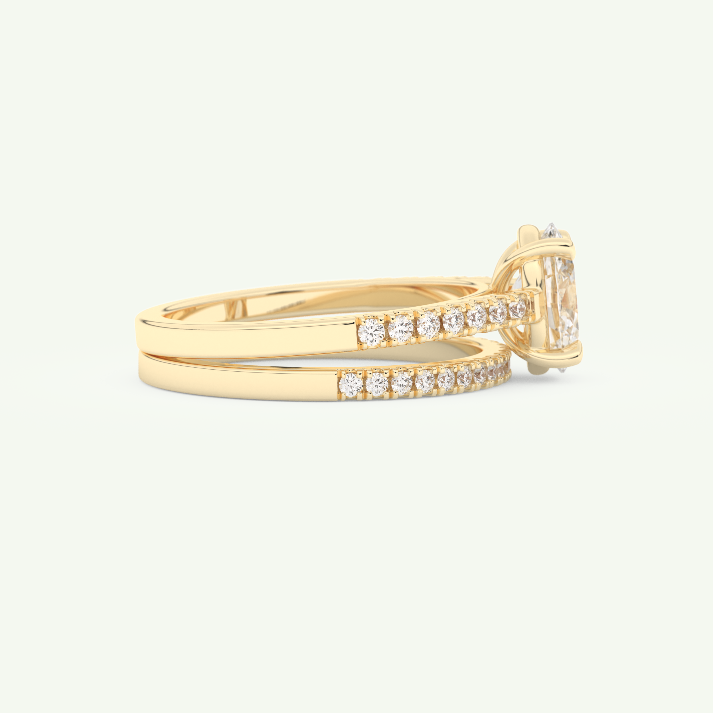 1.09 CT Oval Cut Pave Lab Grown Diamond Bridal Set 2
