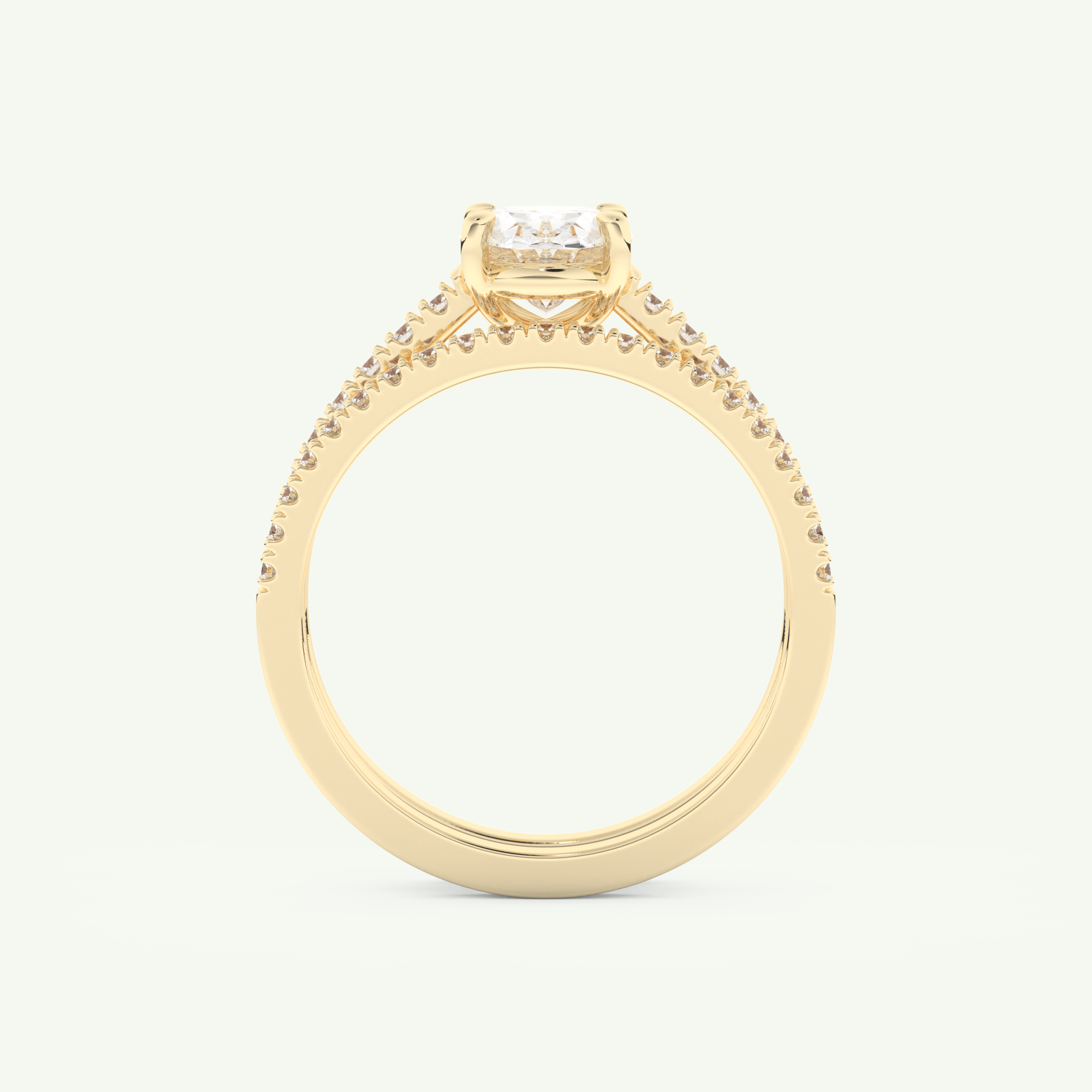1.09 CT Oval Cut Pave Lab Grown Diamond Bridal Set 5