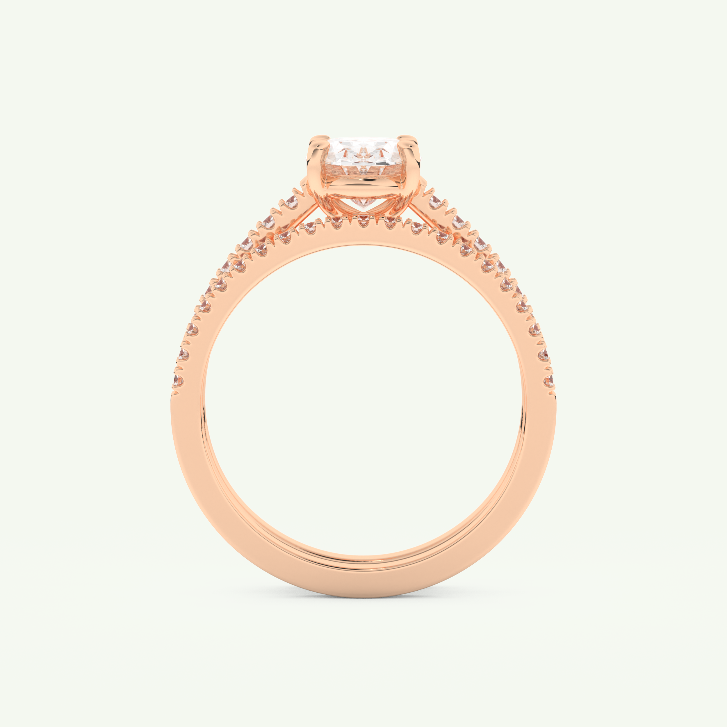 1.09 CT Oval Cut Pave Lab Grown Diamond Bridal Set 11
