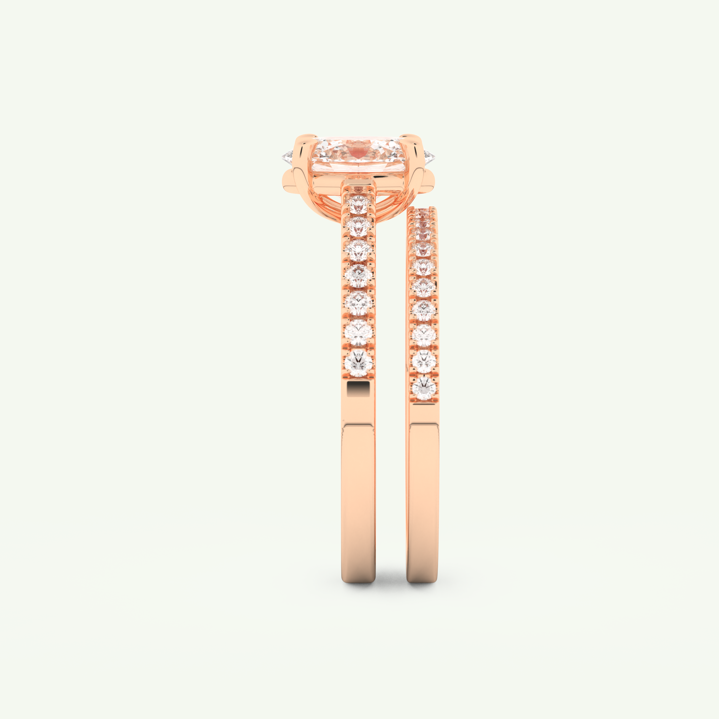 1.09 CT Oval Cut Pave Lab Grown Diamond Bridal Set 12