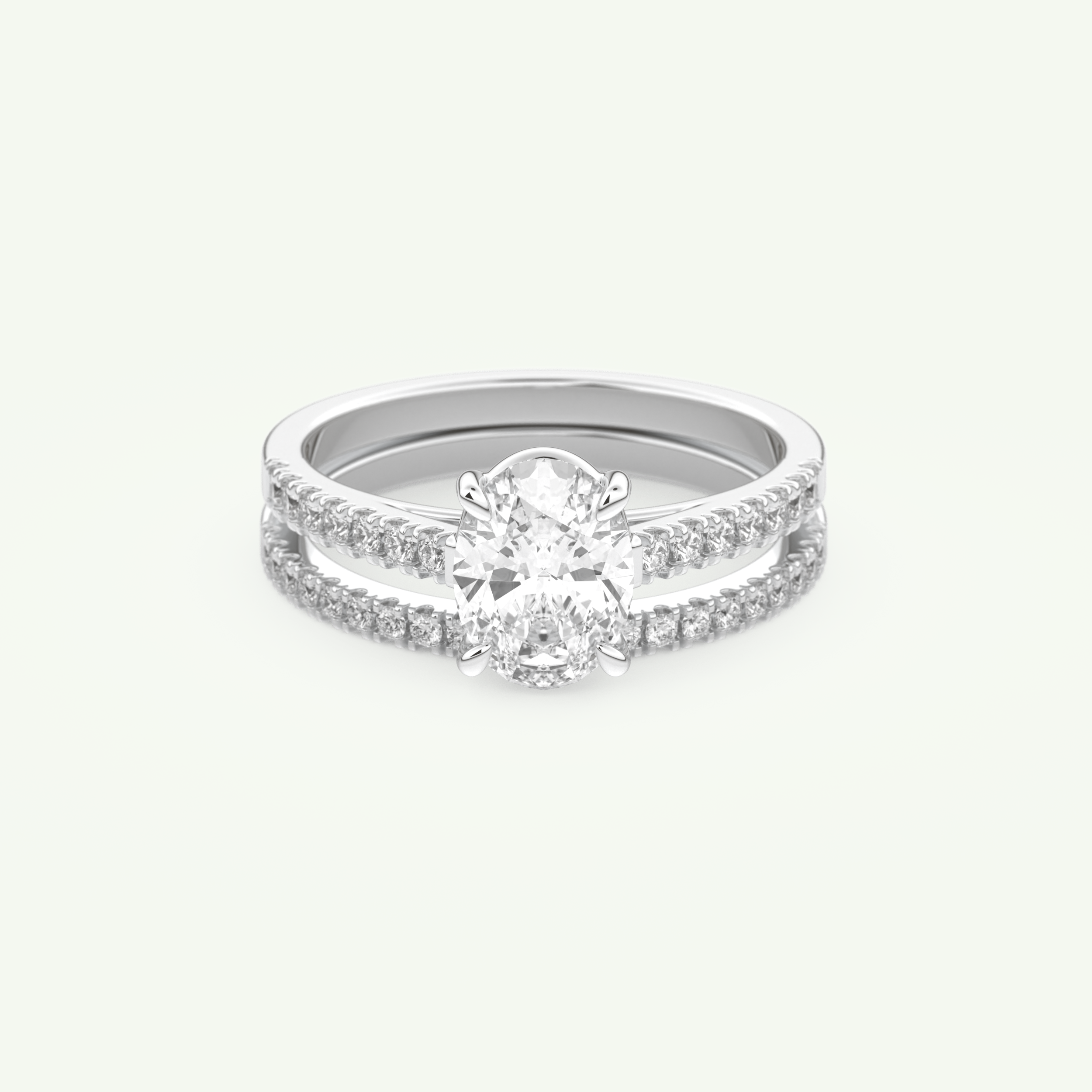 1.09 CT Oval Cut Pave Lab Grown Diamond Bridal Set 13