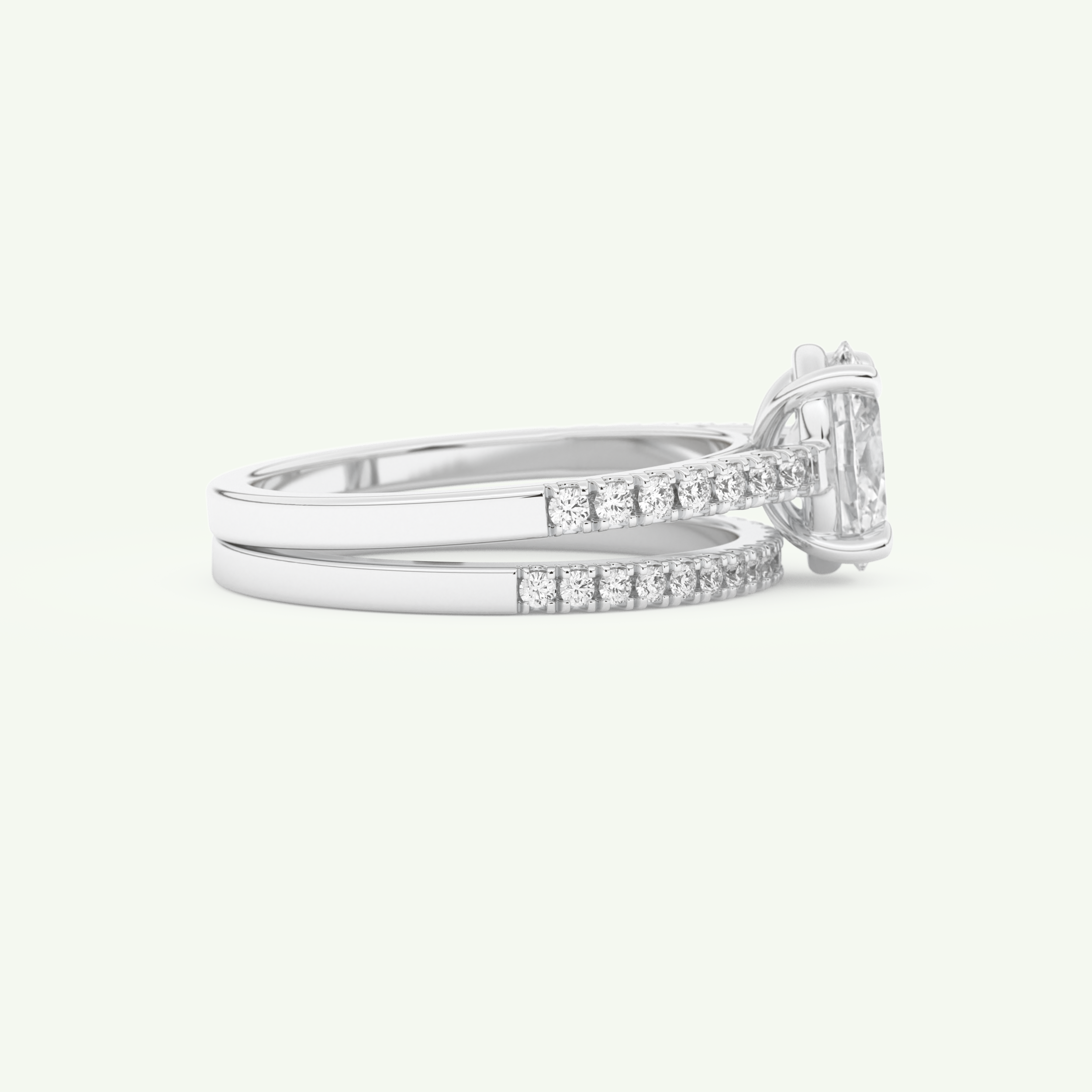 1.09 CT Oval Cut Pave Lab Grown Diamond Bridal Set 14