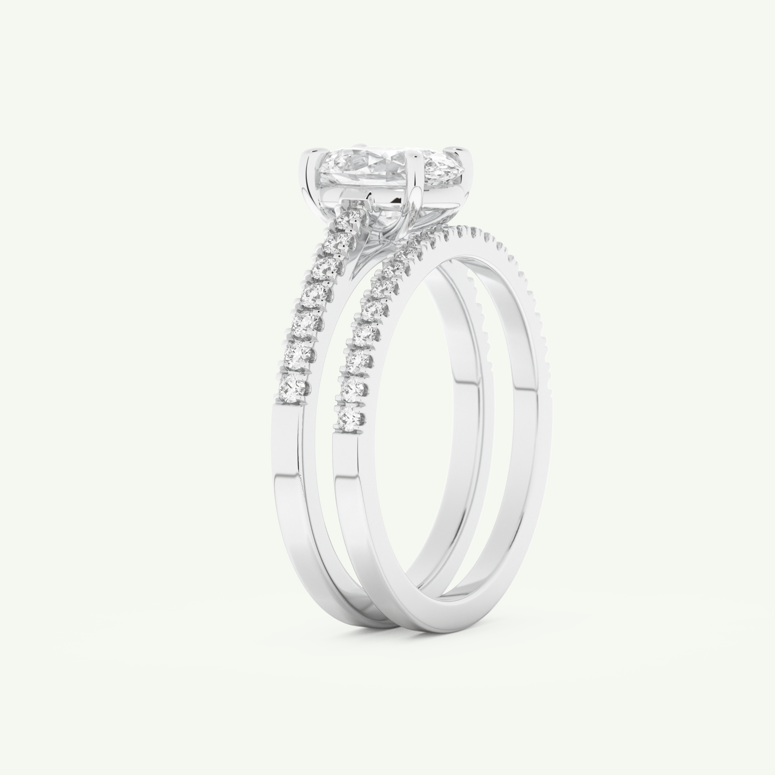 1.09 CT Oval Cut Pave Lab Grown Diamond Bridal Set 16