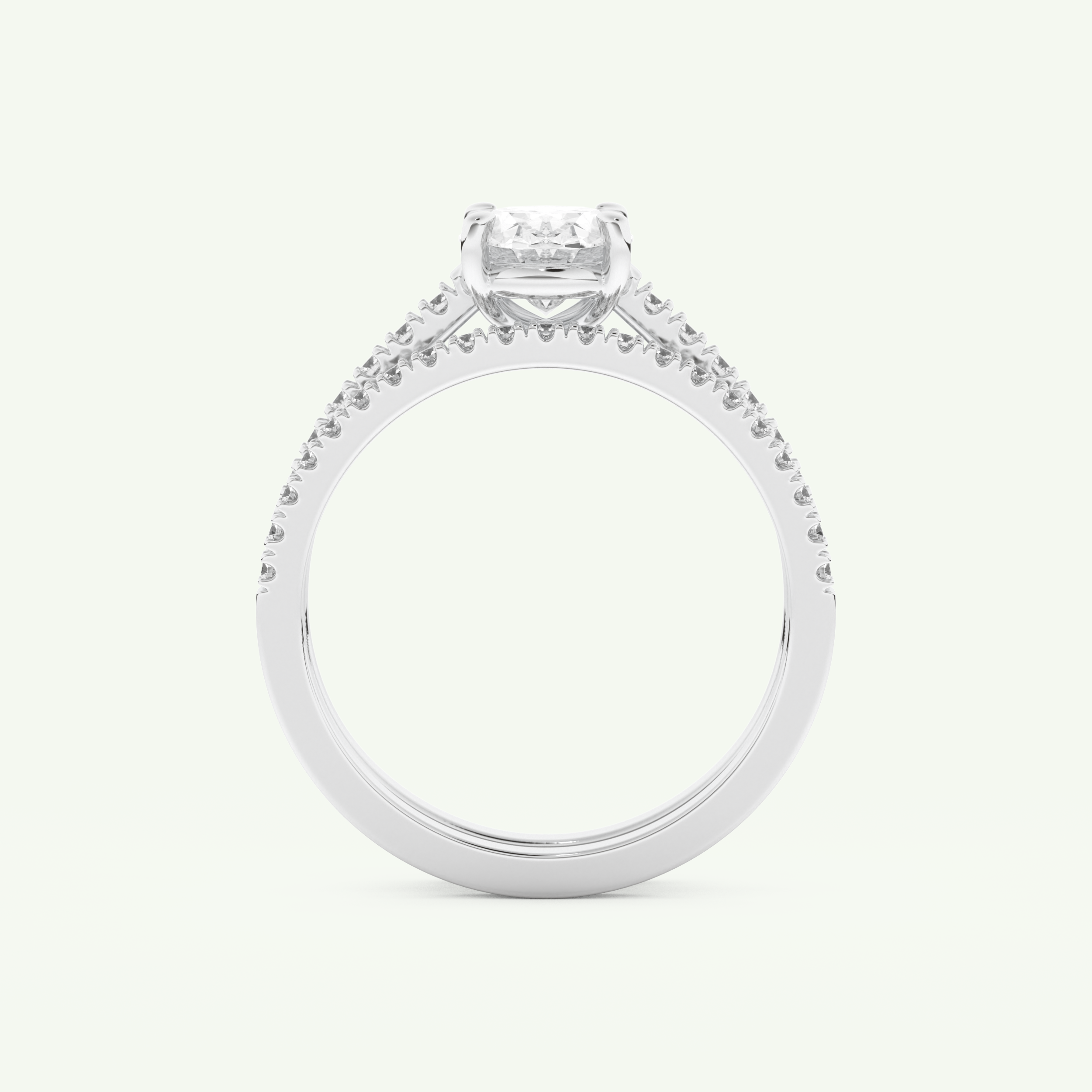 1.09 CT Oval Cut Pave Lab Grown Diamond Bridal Set 17