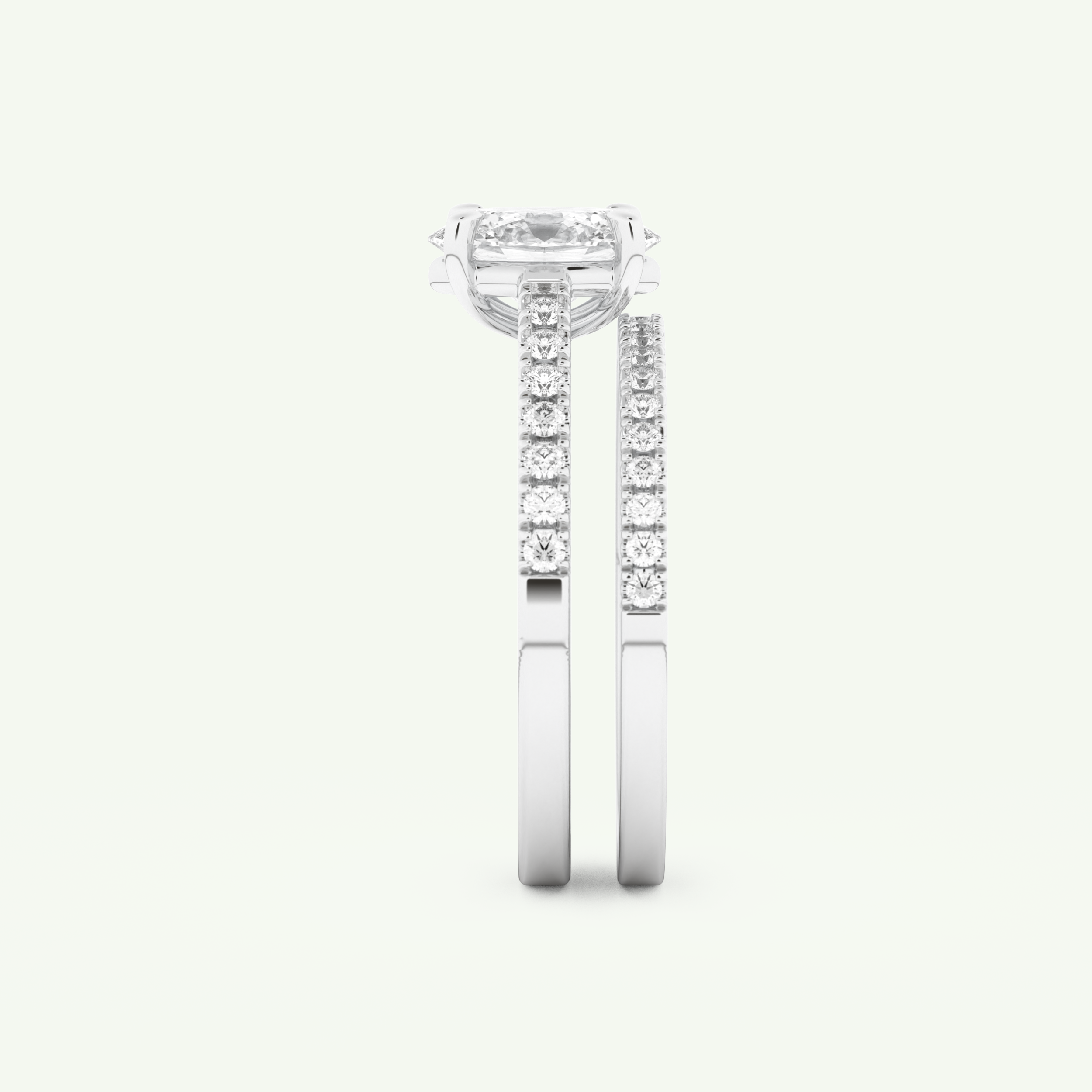 1.09 CT Oval Cut Pave Lab Grown Diamond Bridal Set 18