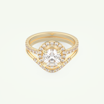 1.03 CT Round Cut Pave Lab Grown Diamond Bridal Set 1
