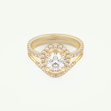 1.03 CT Round Cut Pave Lab Grown Diamond Bridal Set 1