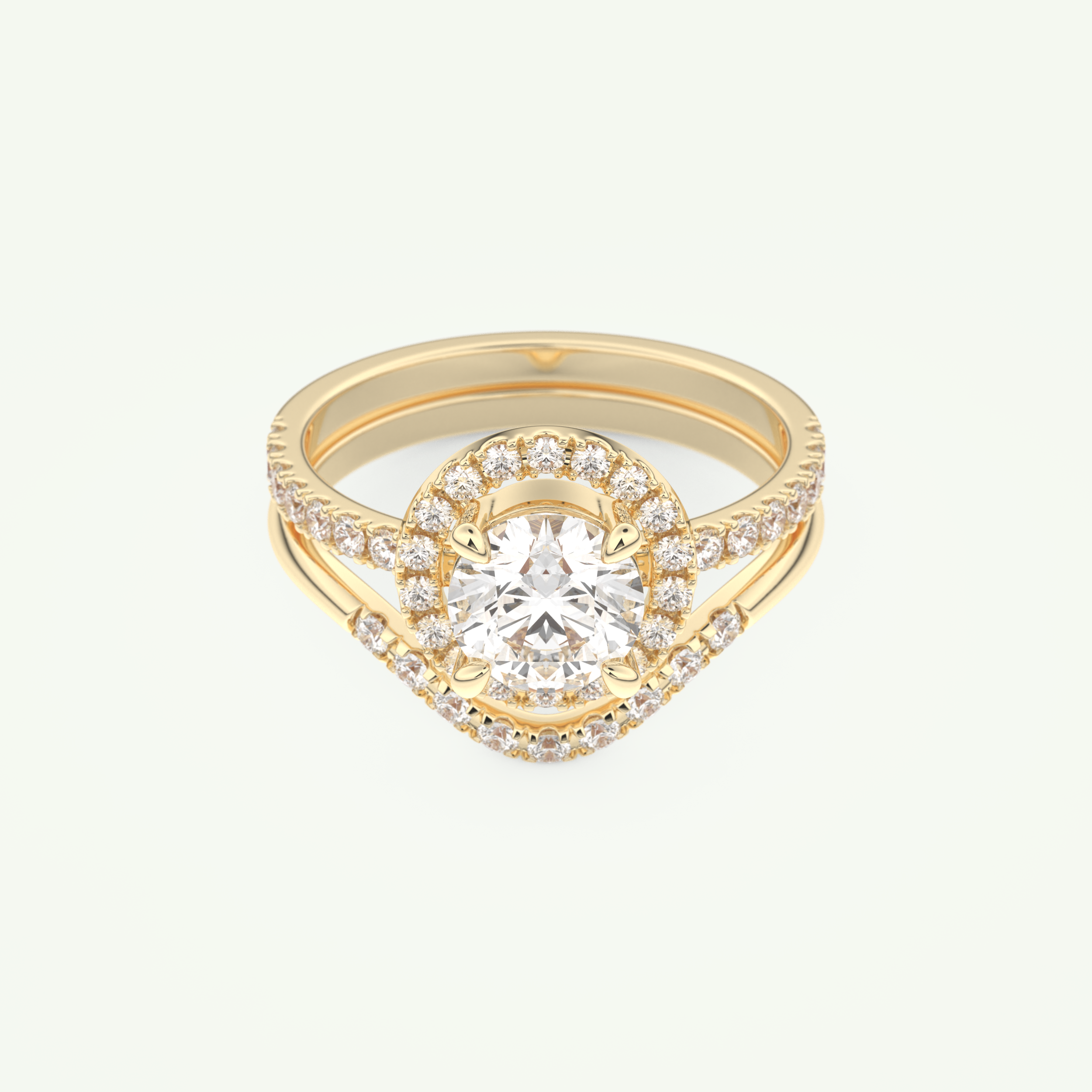 1.03 CT Round Cut Pave Lab Grown Diamond Bridal Set 1