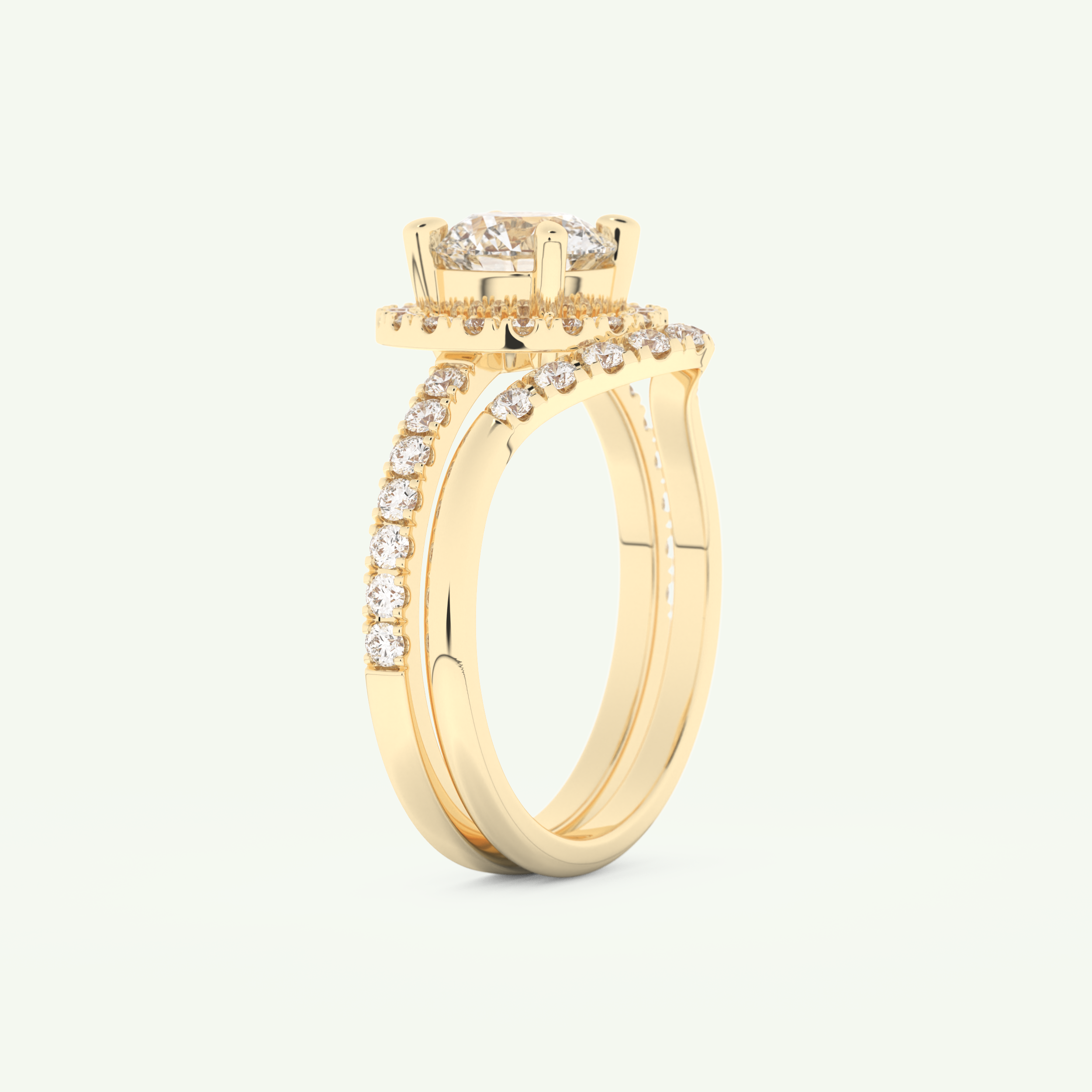 1.03 CT Round Cut Pave Lab Grown Diamond Bridal Set 4