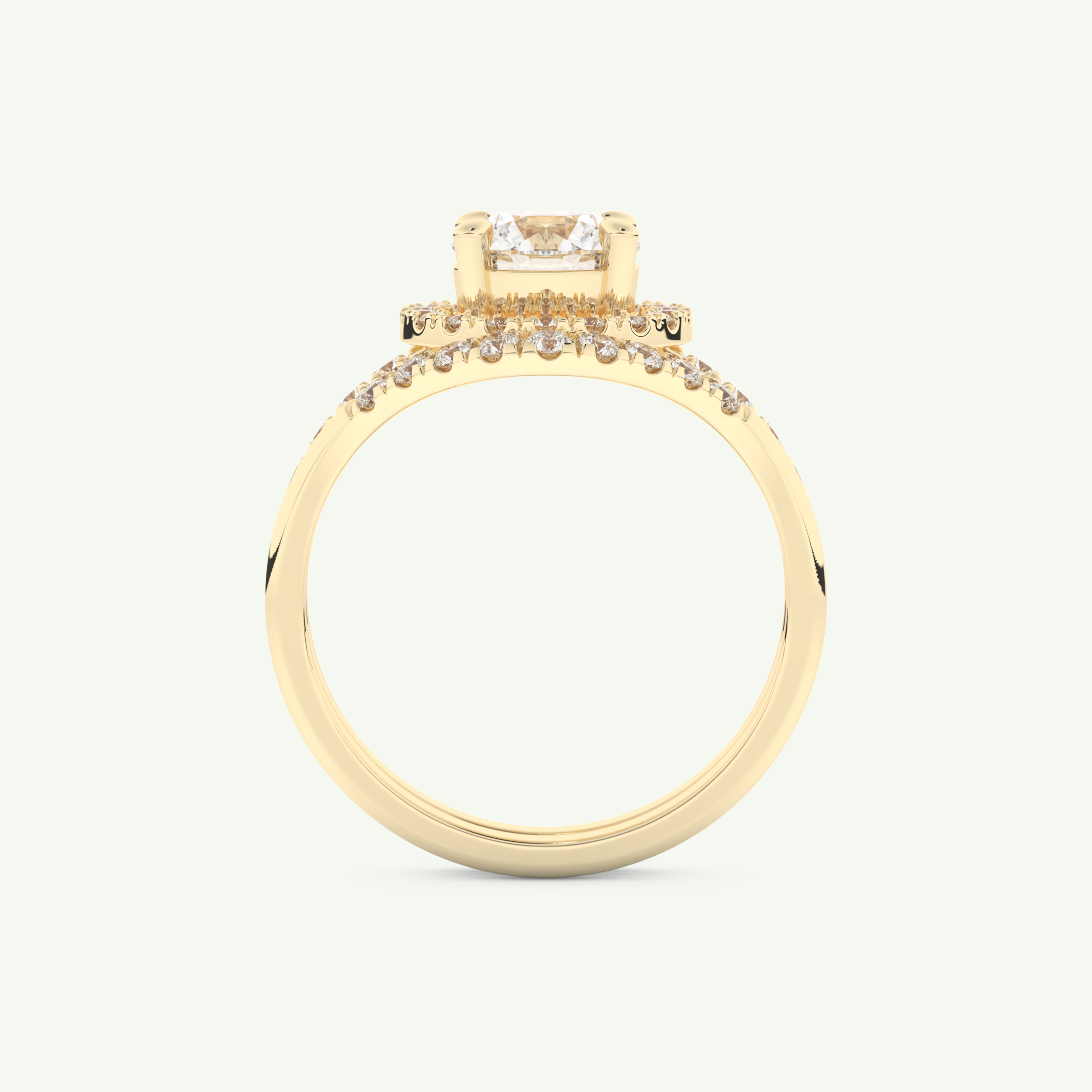 1.03 CT Round Cut Pave Lab Grown Diamond Bridal Set 5