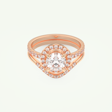 1.03 CT Round Cut Pave Lab Grown Diamond Bridal Set 7