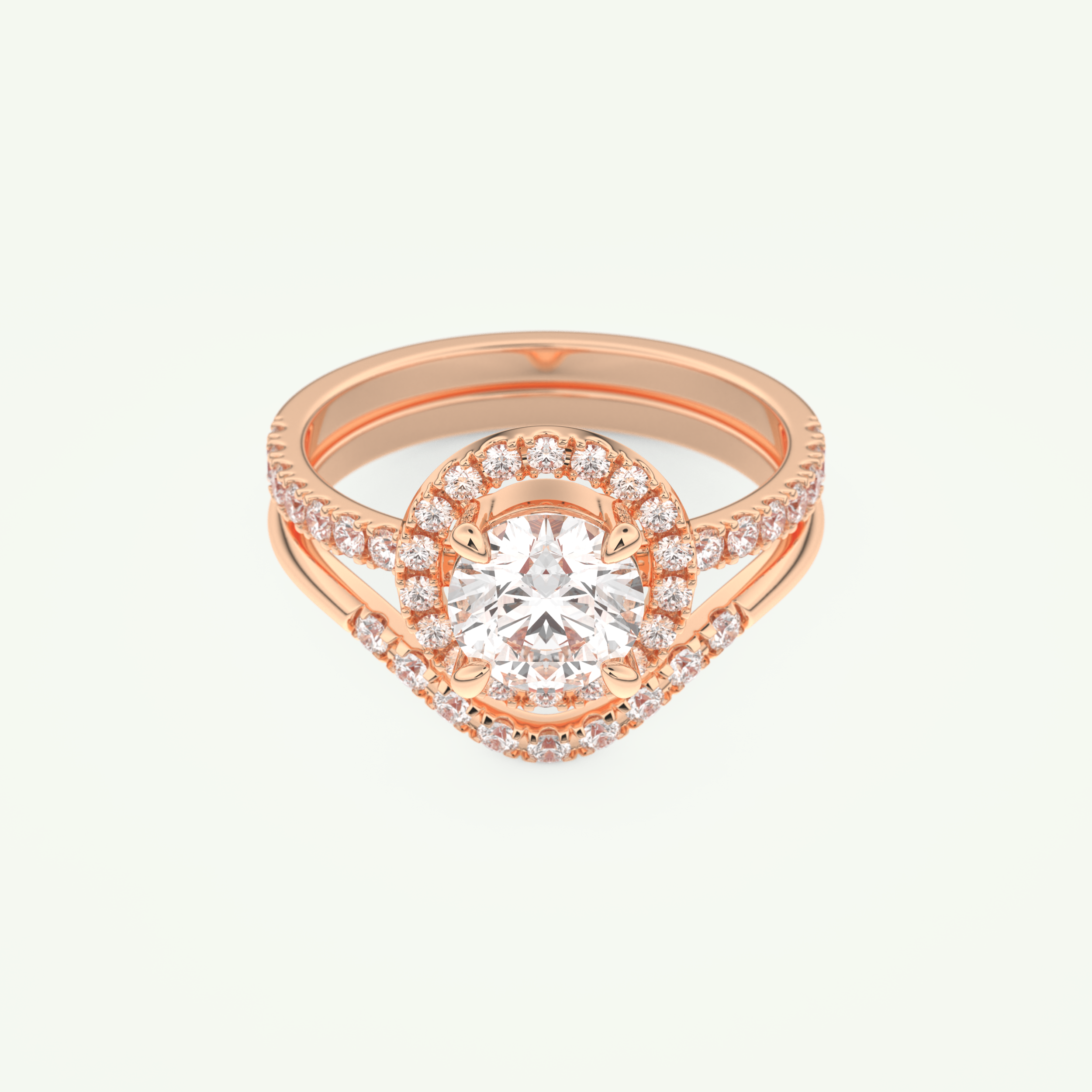 1.03 CT Round Cut Pave Lab Grown Diamond Bridal Set 7