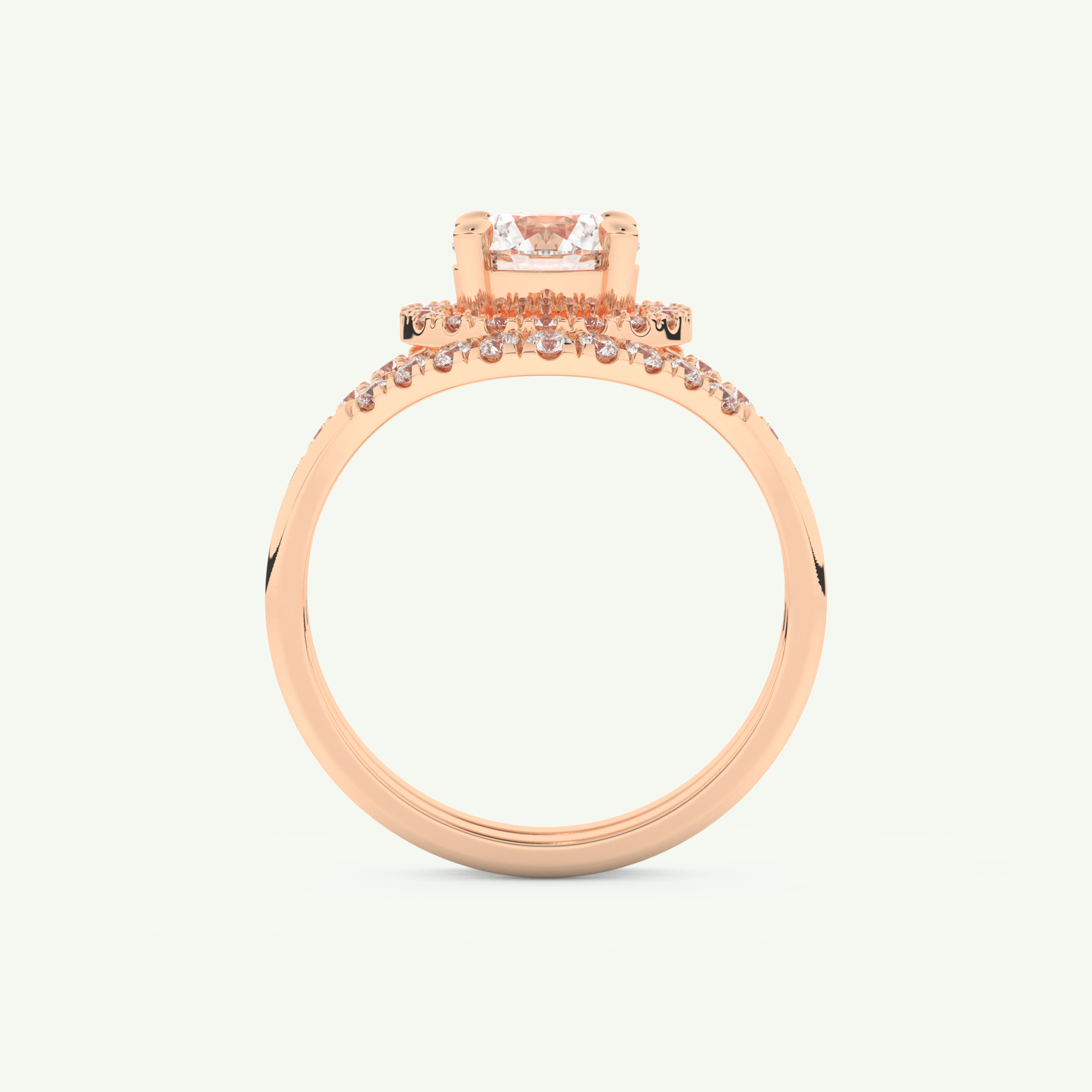 1.03 CT Round Cut Pave Lab Grown Diamond Bridal Set 11