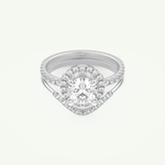 1.03 CT Round Cut Pave Lab Grown Diamond Bridal Set 13