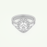 1.03 CT Round Cut Pave Lab Grown Diamond Bridal Set 13