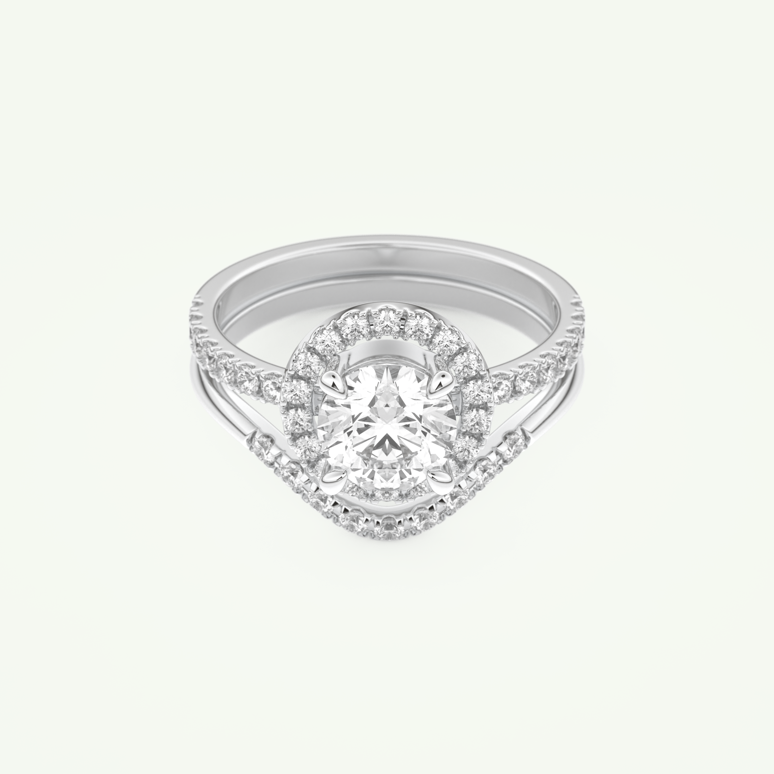 1.03 CT Round Cut Pave Lab Grown Diamond Bridal Set 13