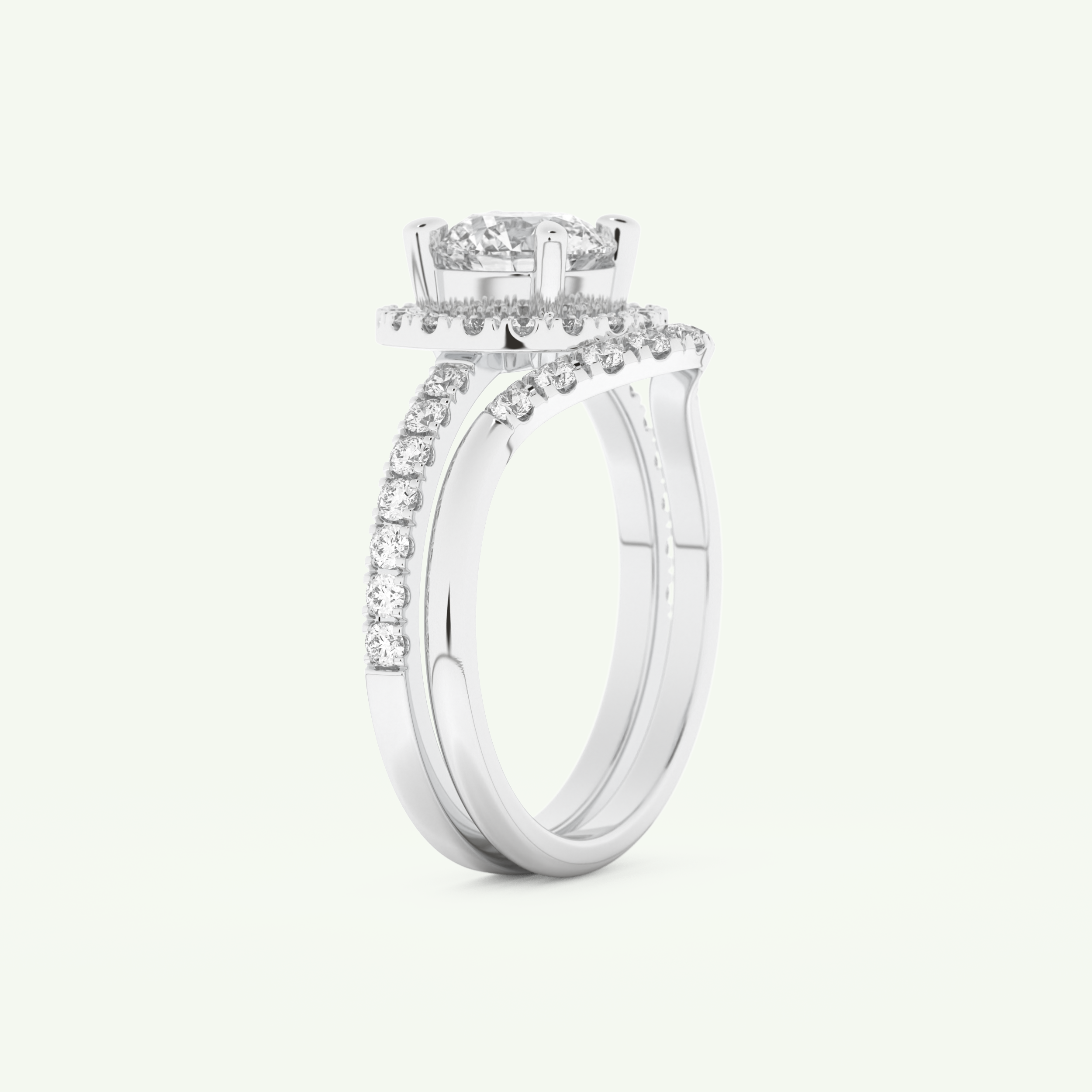 1.03 CT Round Cut Pave Lab Grown Diamond Bridal Set 16