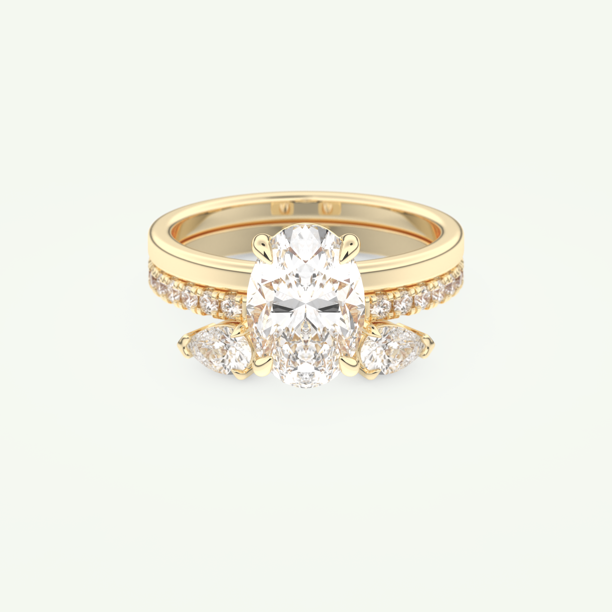2.12 CT Oval Cut Solitaire Lab Grown Diamond Bridal Set 1