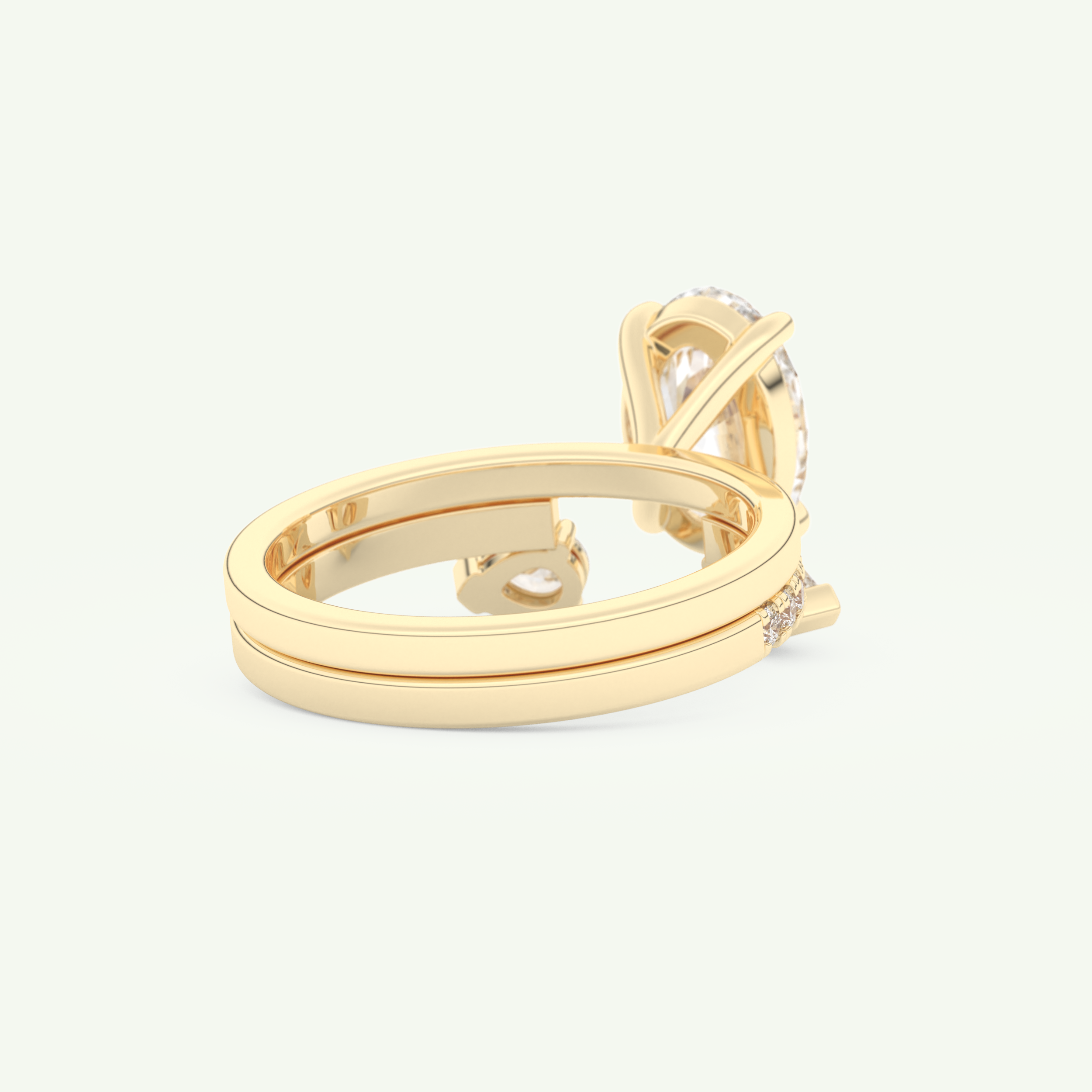 2.12 CT Oval Cut Solitaire Lab Grown Diamond Bridal Set 3