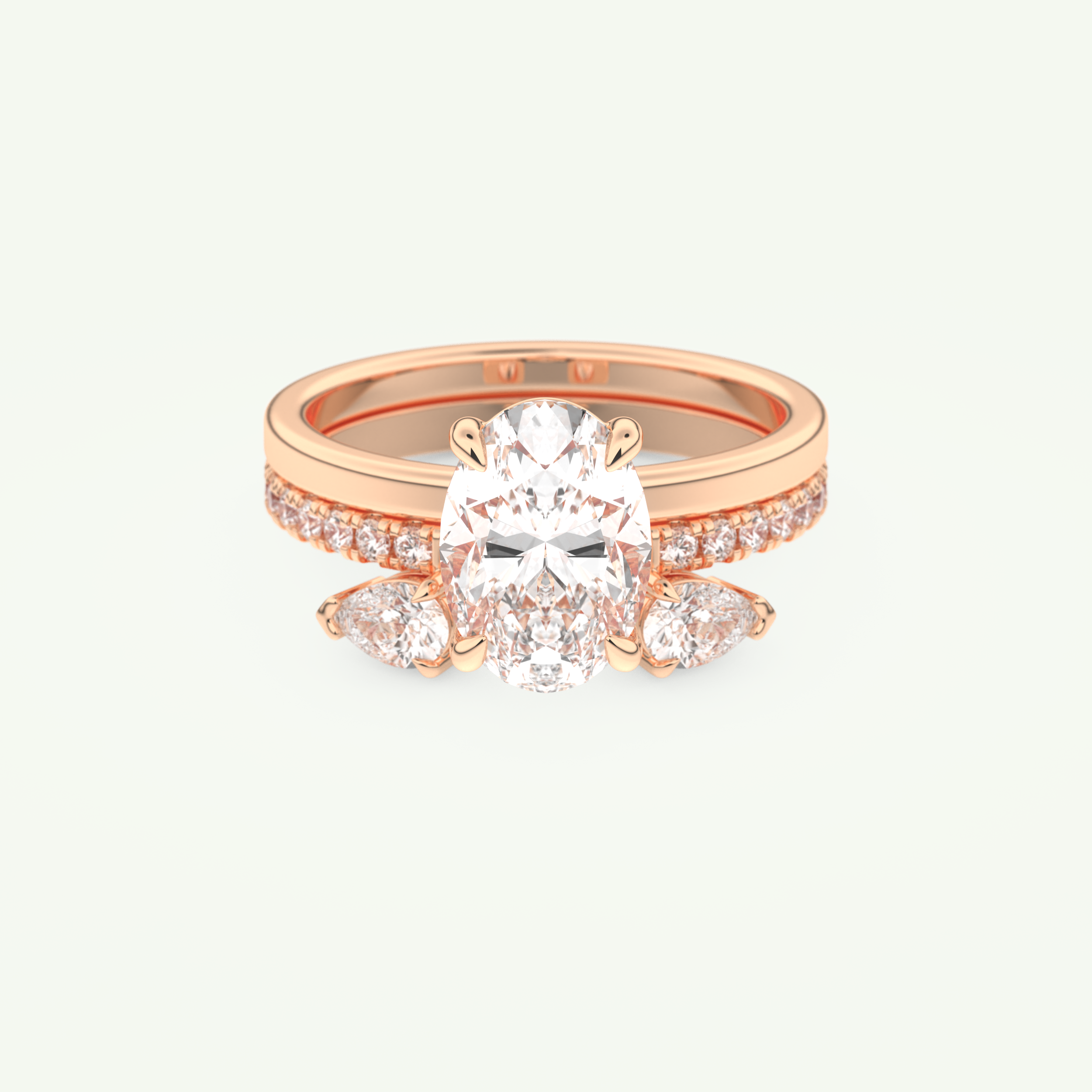 2.12 CT Oval Cut Solitaire Lab Grown Diamond Bridal Set 7