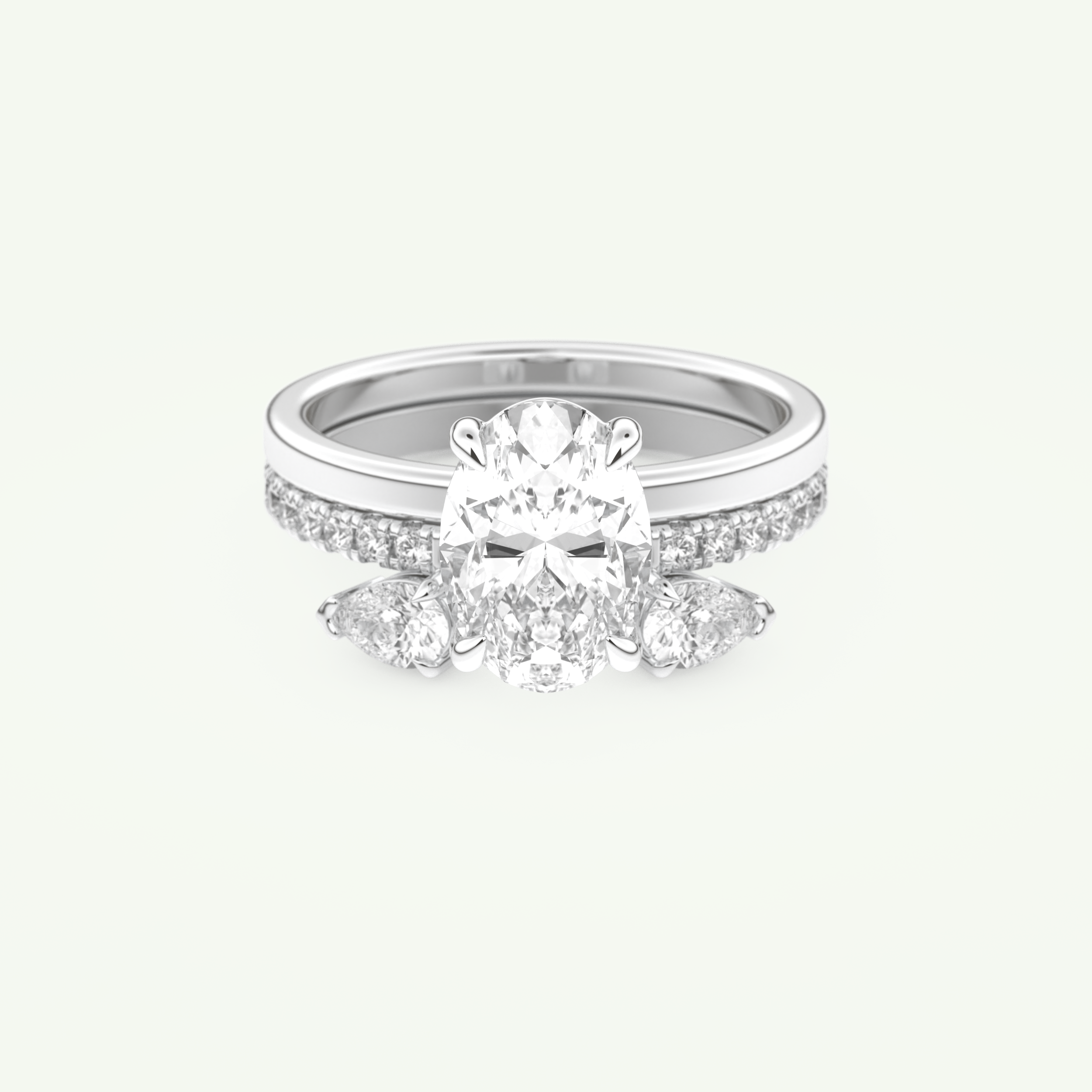2.12 CT Oval Cut Solitaire Lab Grown Diamond Bridal Set 13