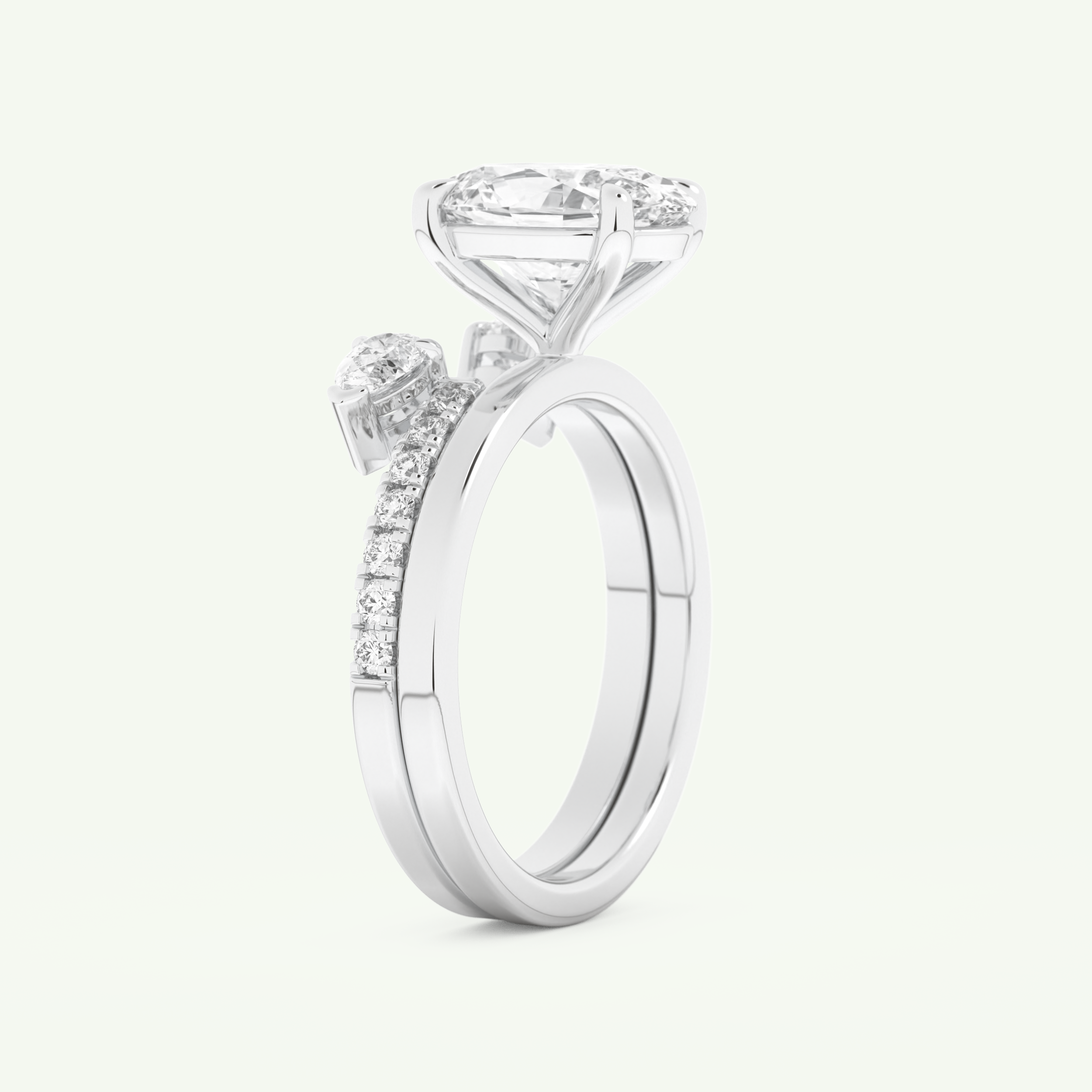 2.12 CT Oval Cut Solitaire Lab Grown Diamond Bridal Set 16