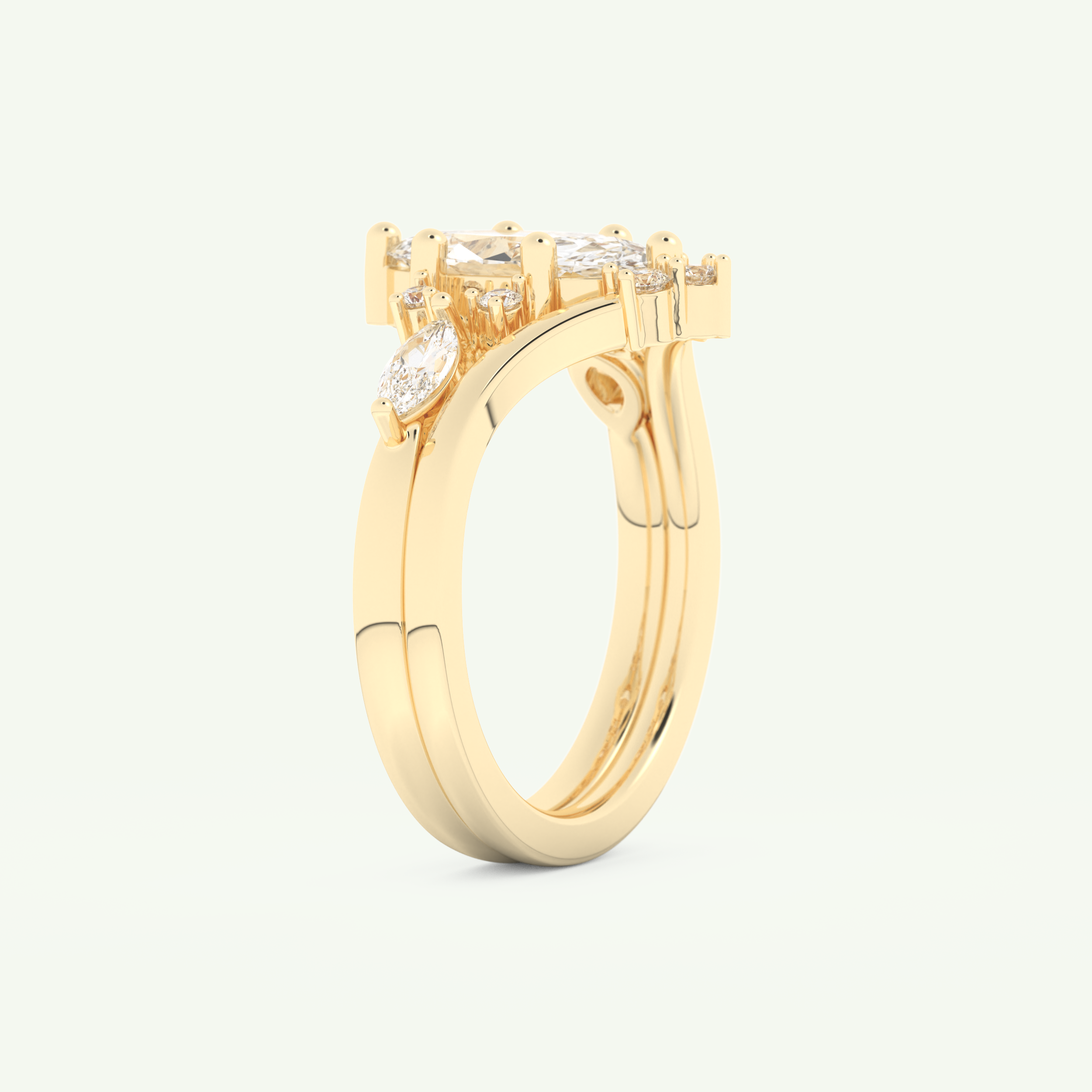 1.08 CT Marquise Cut Lab Grown Diamond Bridal Set 4