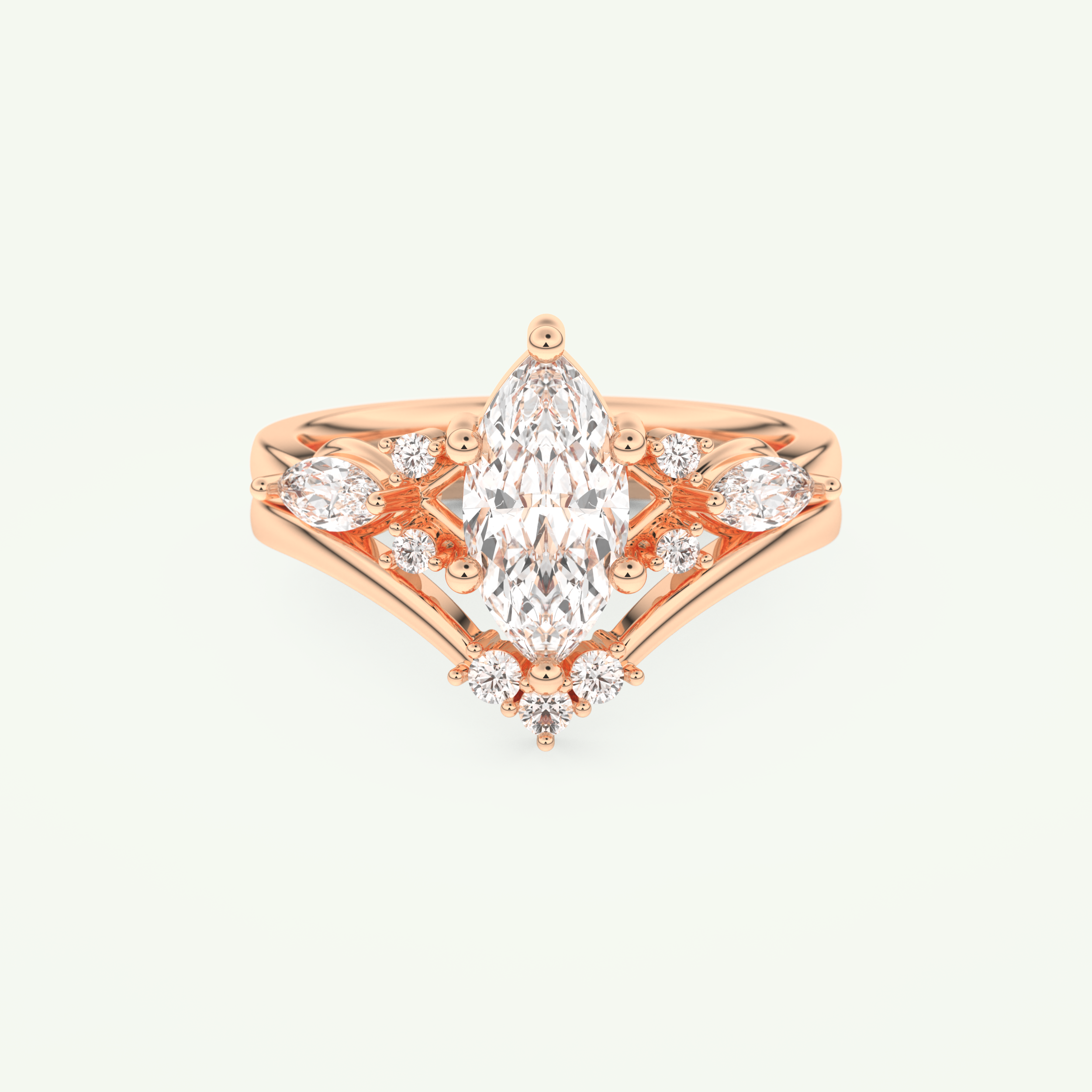 1.08 CT Marquise Cut Lab Grown Diamond Bridal Set 7
